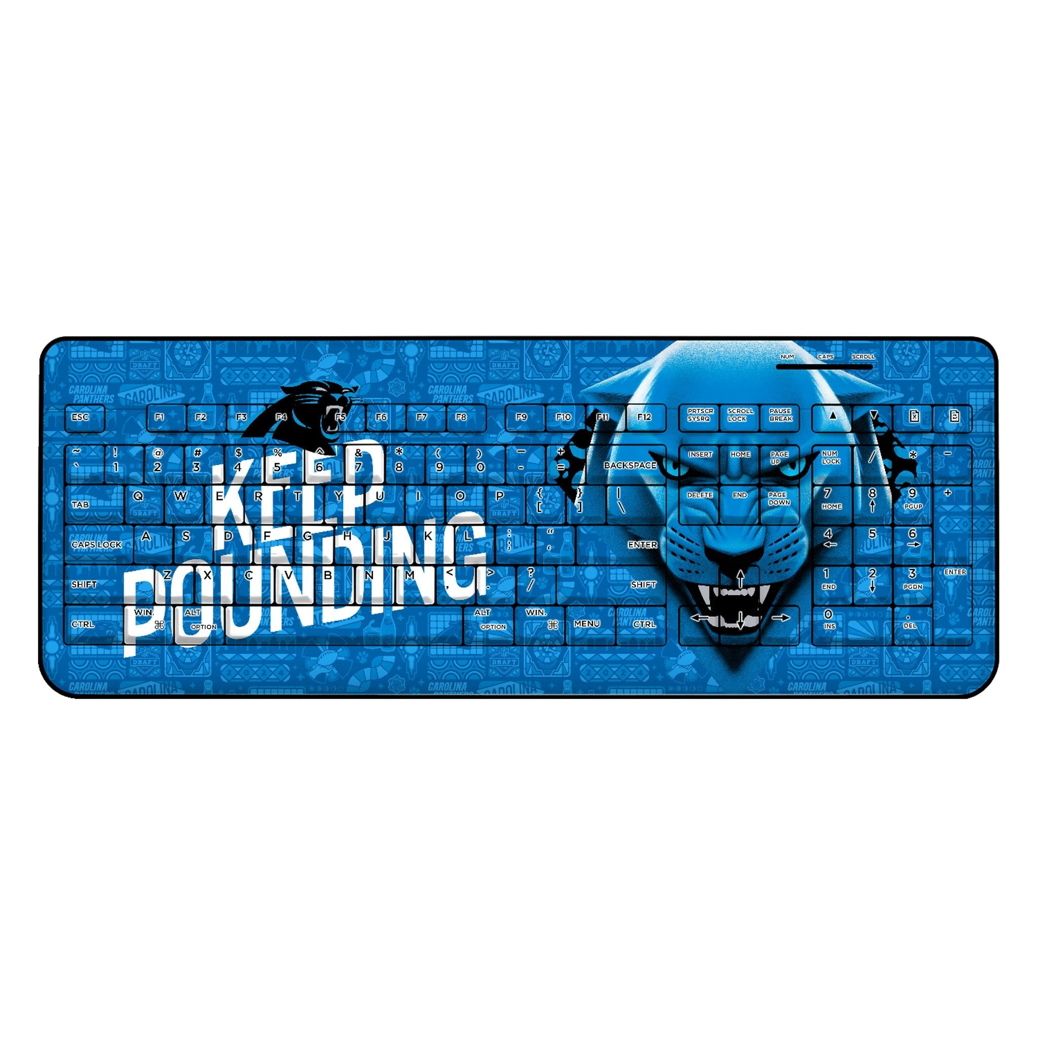 Carolina Panthers 2024 Illustrated Limited Edition Wireless USB Keyboard - Sports Gifts, Sports Memorabilia, Sports Collectibles, Fan Shop