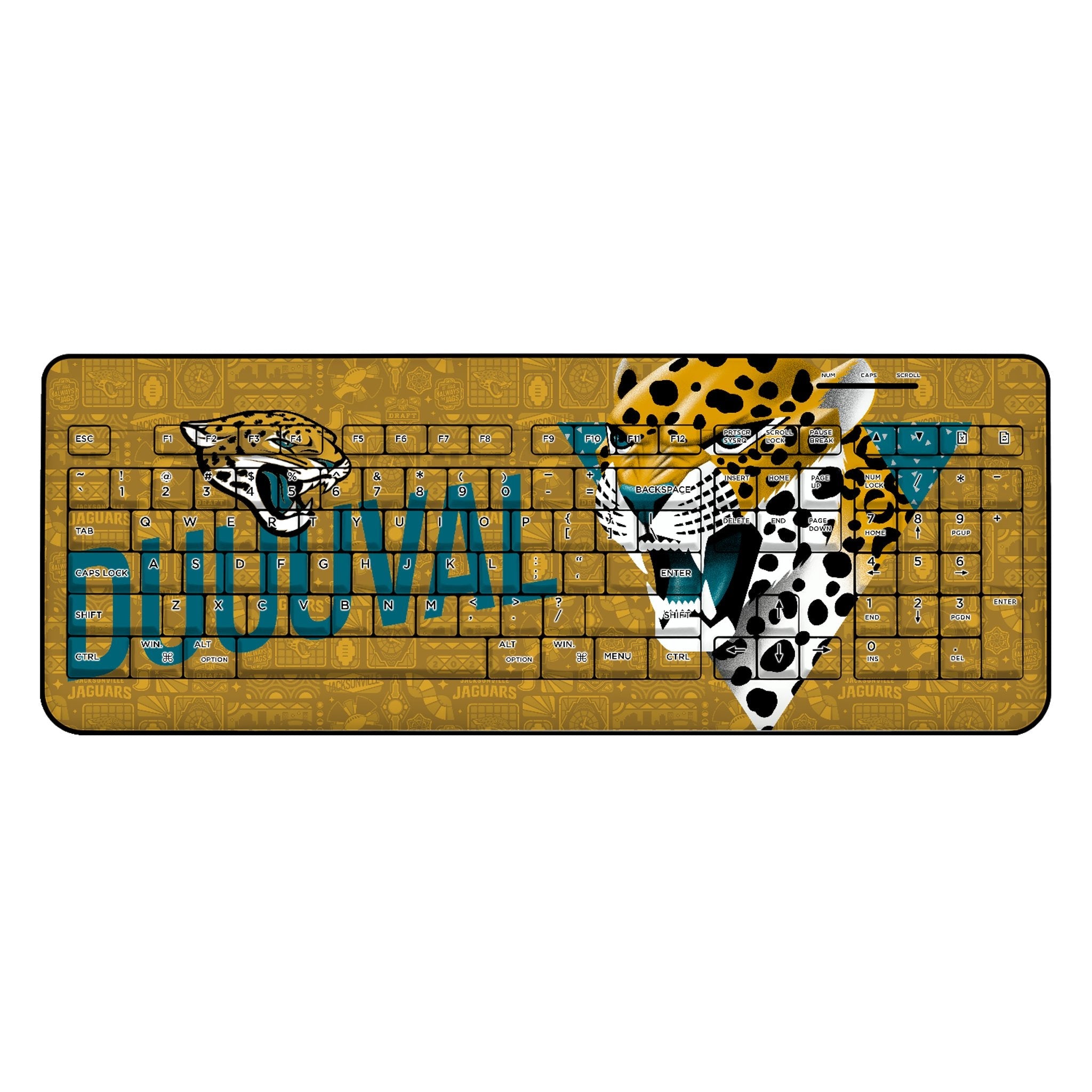 Jacksonville Jaguars 2024 Illustrated Limited Edition Wireless USB Keyboard - Sports Gifts, Sports Memorabilia, Sports Collectibles, Fan Shop