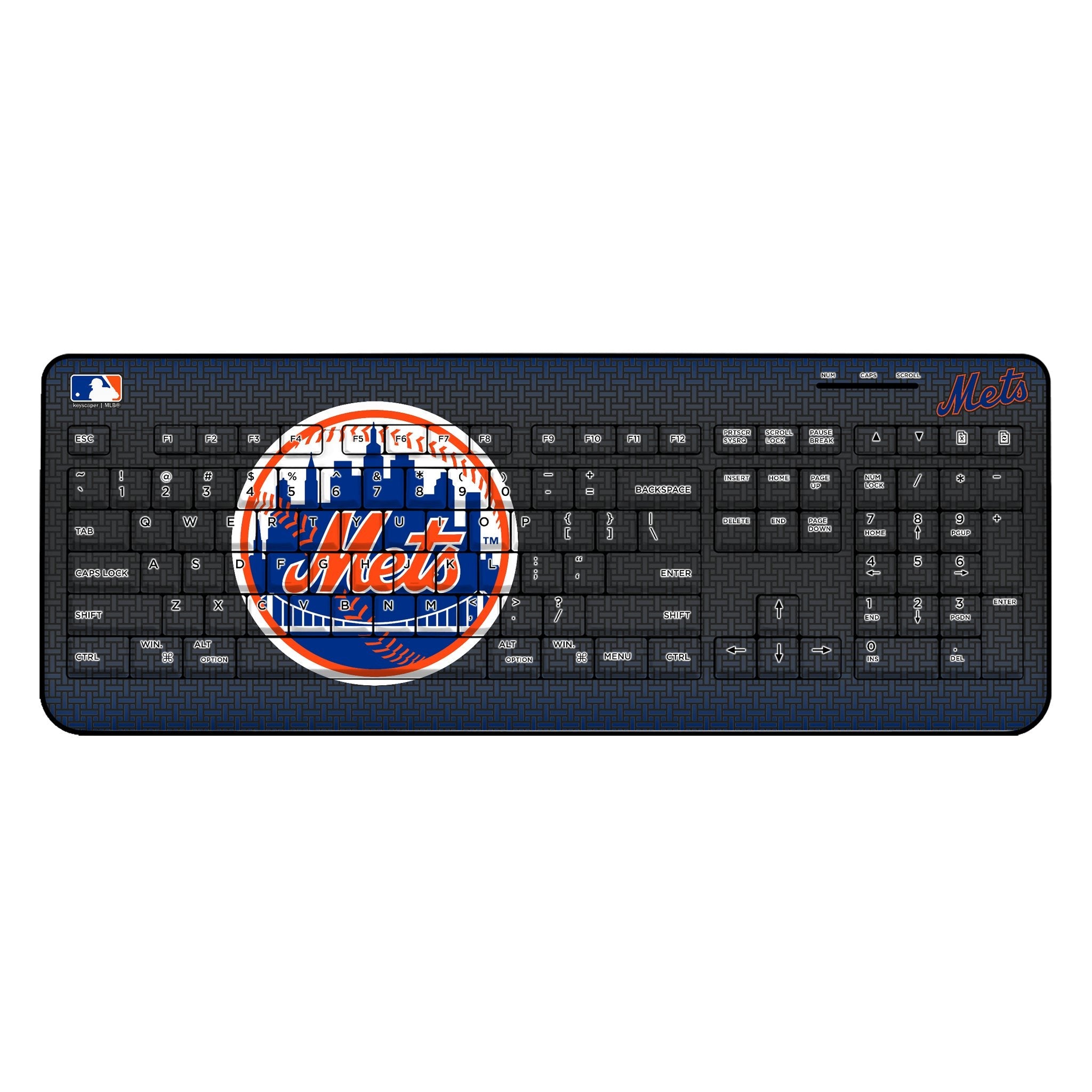 New York Mets Linen Wireless USB Keyboard - Sports Gifts, Sports Memorabilia, Sports Collectibles, Fan Shop