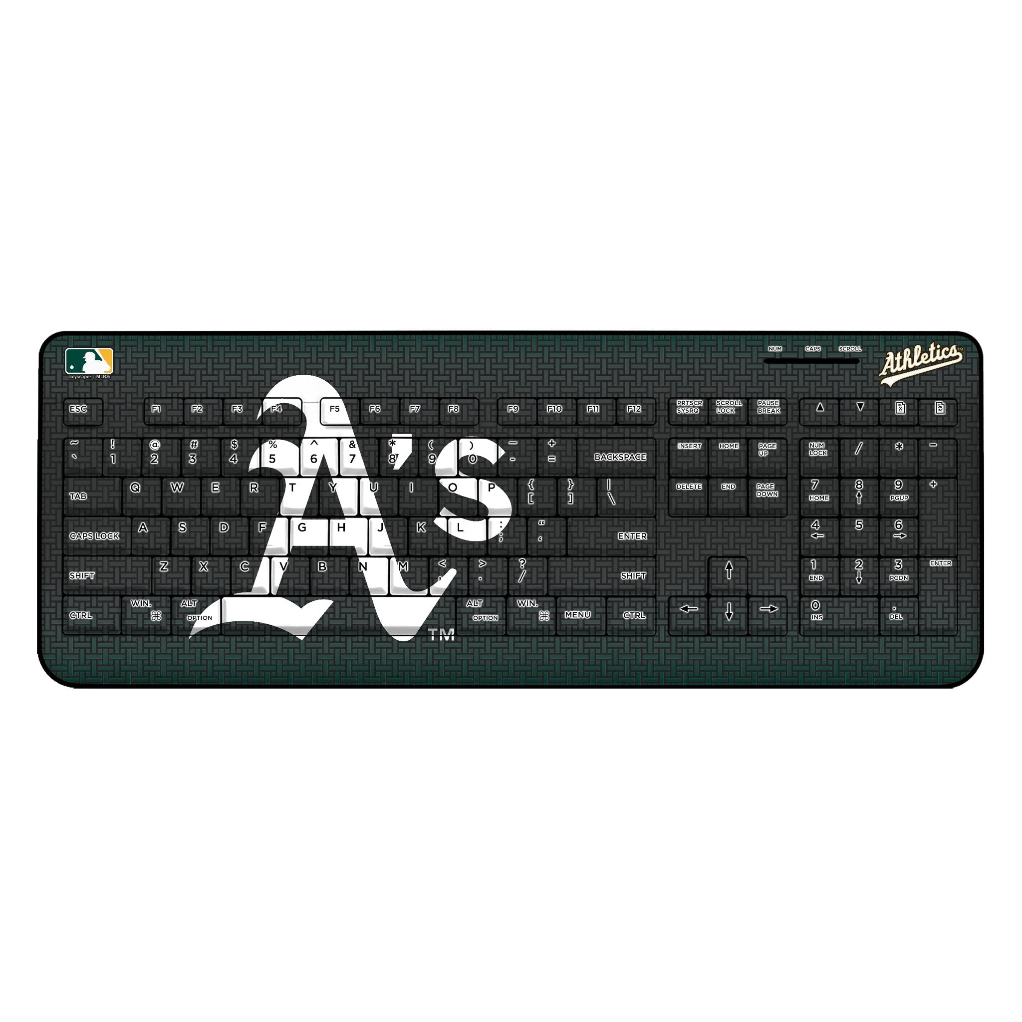 Oakland Athletics Linen Wireless USB Keyboard - Sports Gifts, Sports Memorabilia, Sports Collectibles, Fan Shop