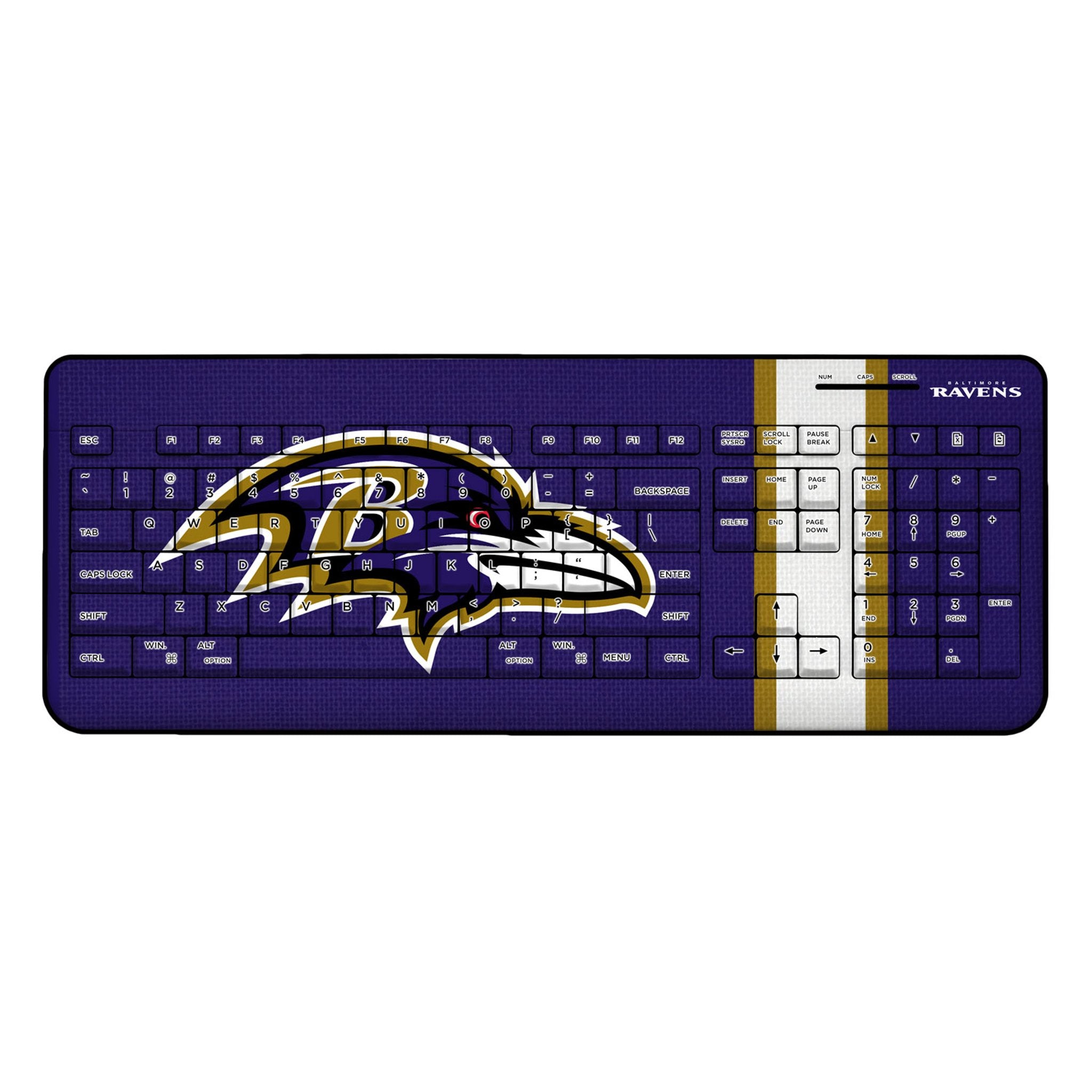 Baltimore Ravens Stripe Wireless USB Keyboard - Sports Gifts, Sports Memorabilia, Sports Collectibles, Fan Shop