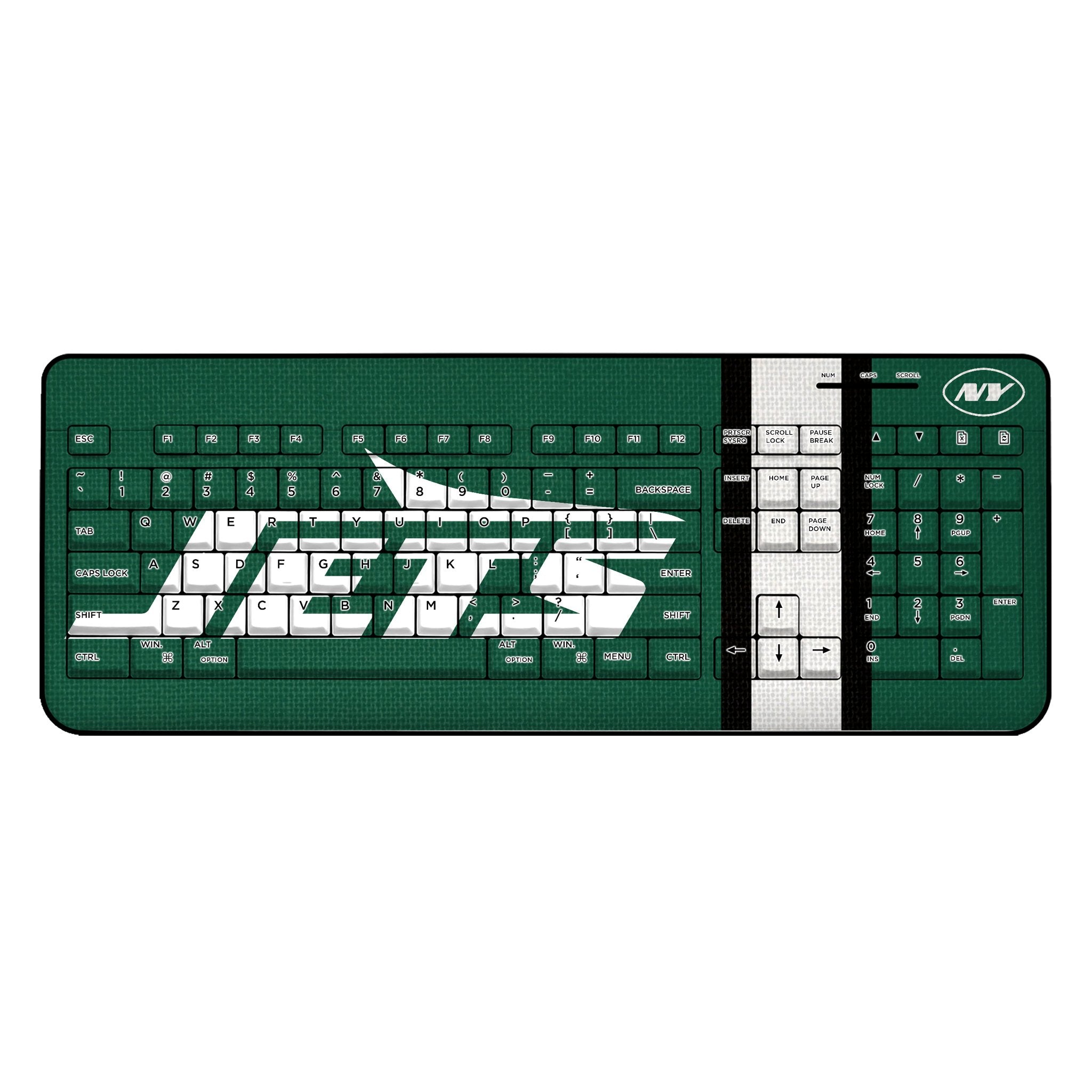 New York Jets Stripe Wireless USB Keyboard - Sports Gifts, Sports Memorabilia, Sports Collectibles, Fan Shop