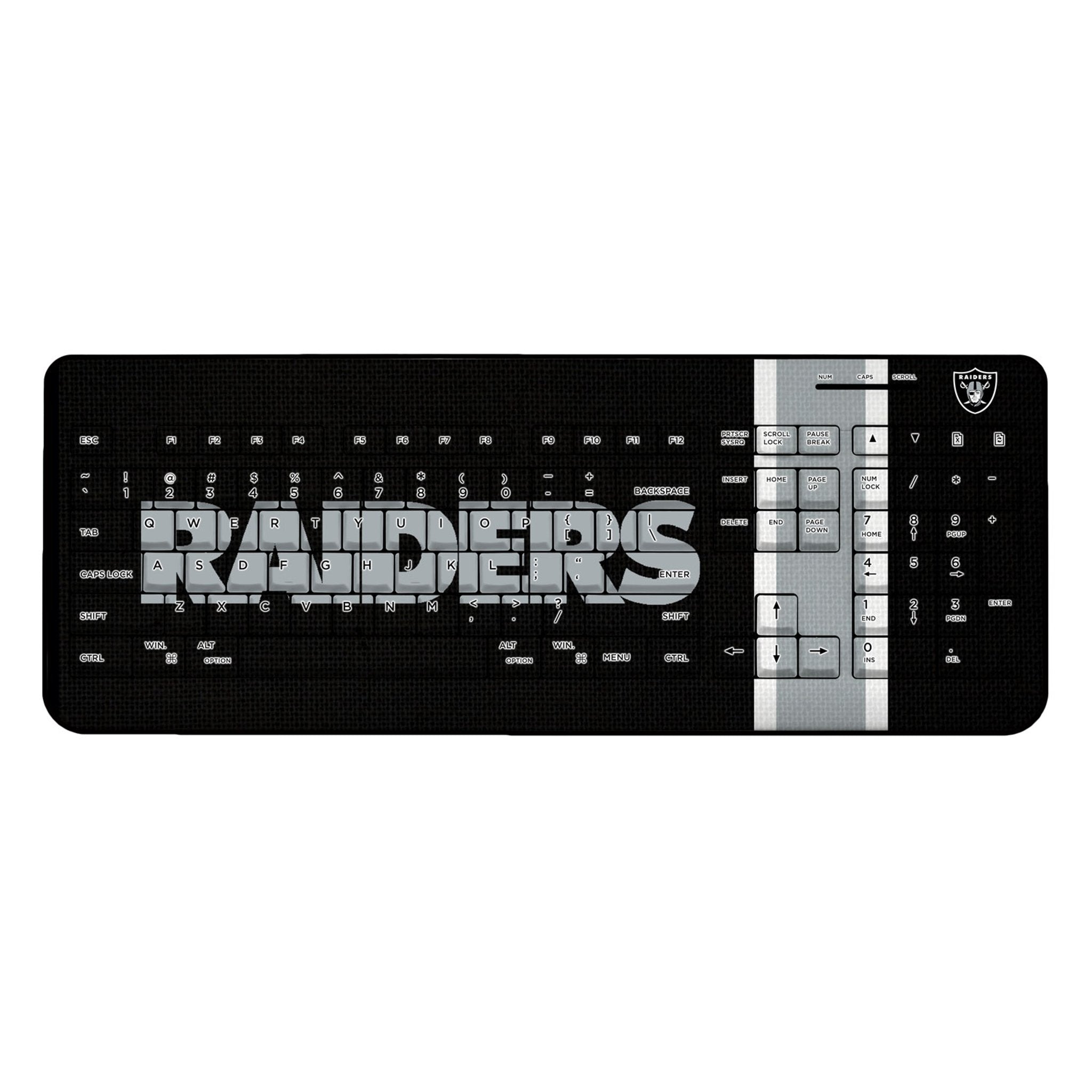 Las Vegas Raiders Stripe Wireless USB Keyboard - Sports Gifts, Sports Memorabilia, Sports Collectibles, Fan Shop