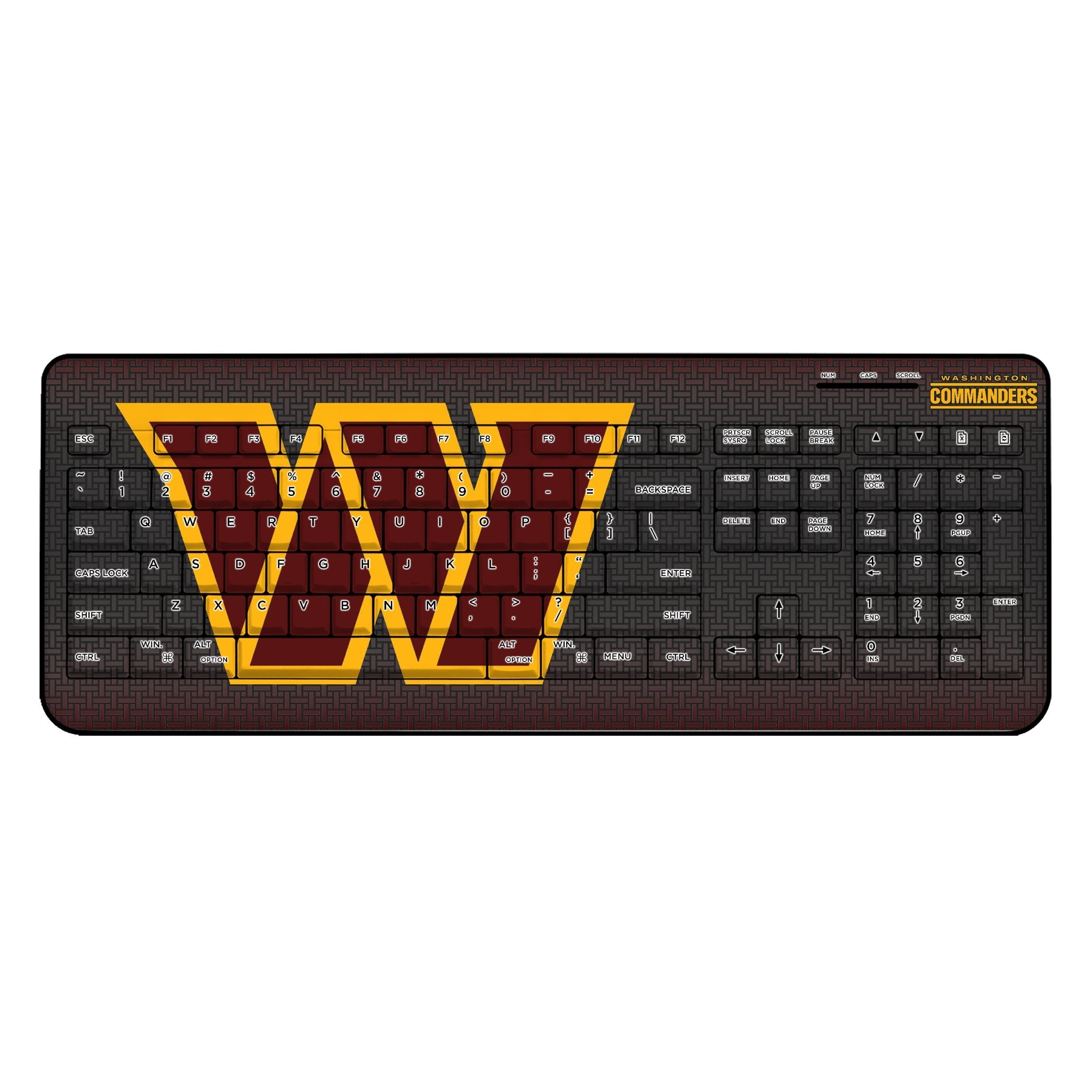 Washington Commanders Linen Wireless USB Keyboard - Sports Gifts, Sports Memorabilia, Sports Collectibles, Fan Shop