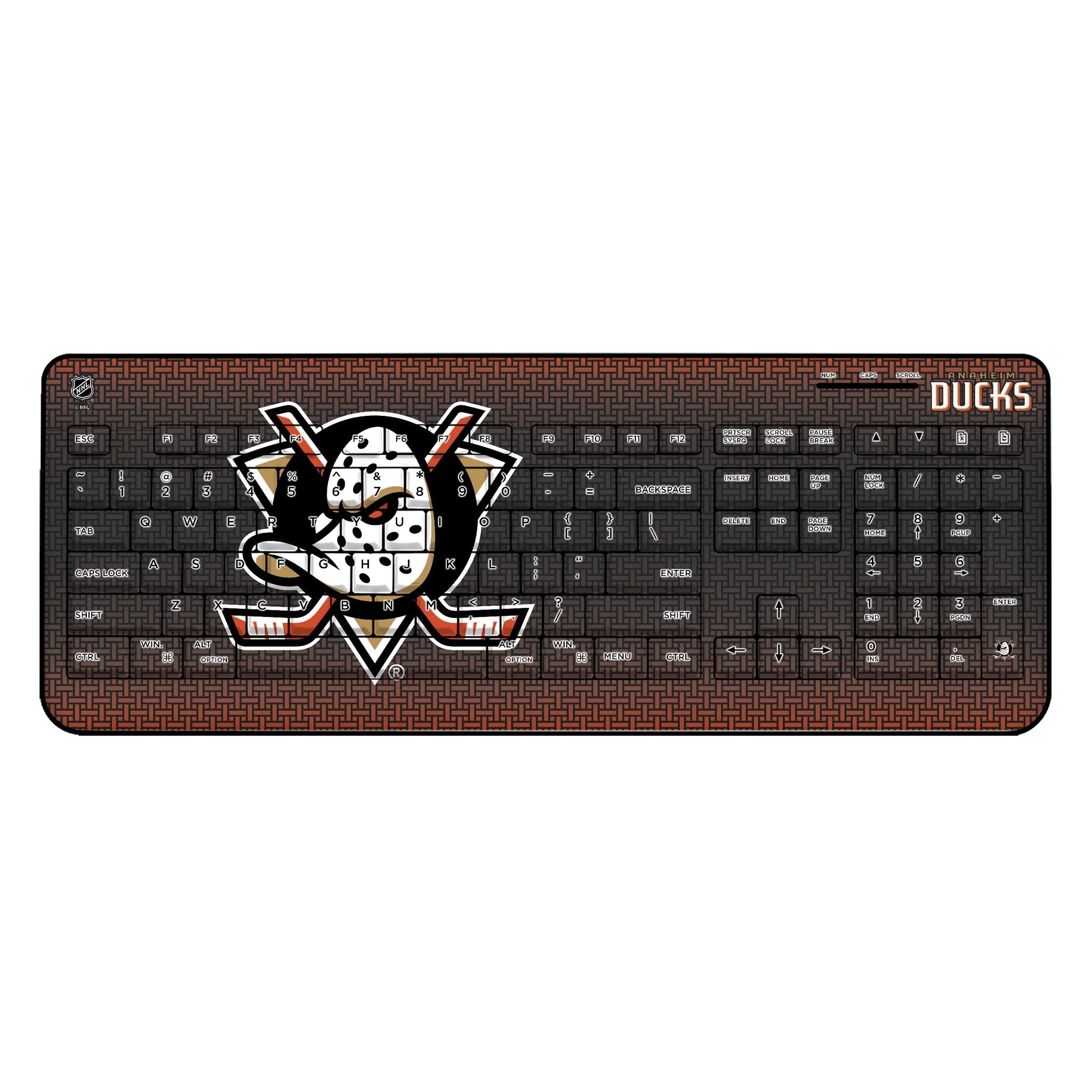 Anaheim Ducks Linen Wireless USB Keyboard - Sports Gifts, Sports Memorabilia, Sports Collectibles, Fan Shop