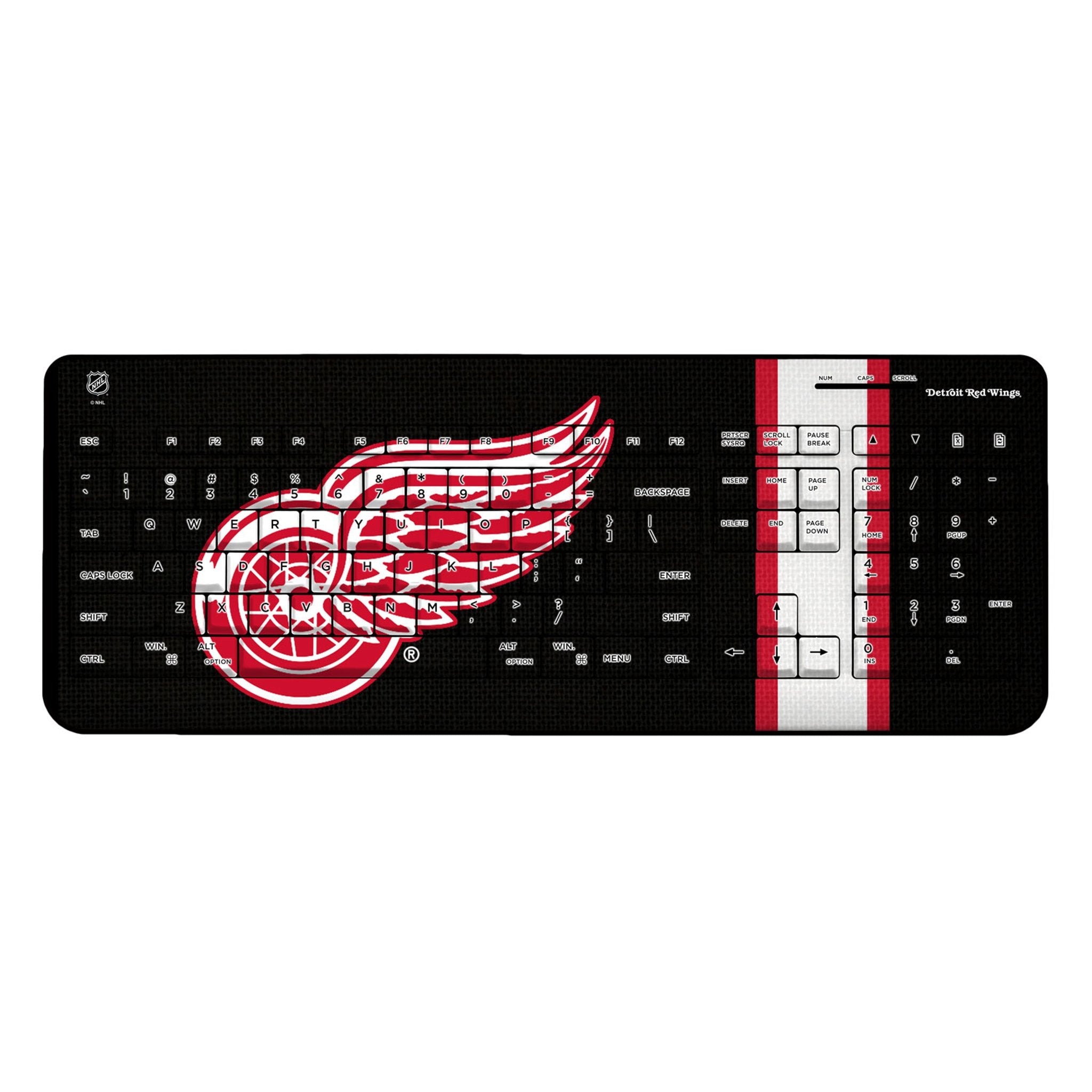 Detroit Red Wings Stripe Wireless USB Keyboard - Sports Gifts, Sports Memorabilia, Sports Collectibles, Fan Shop