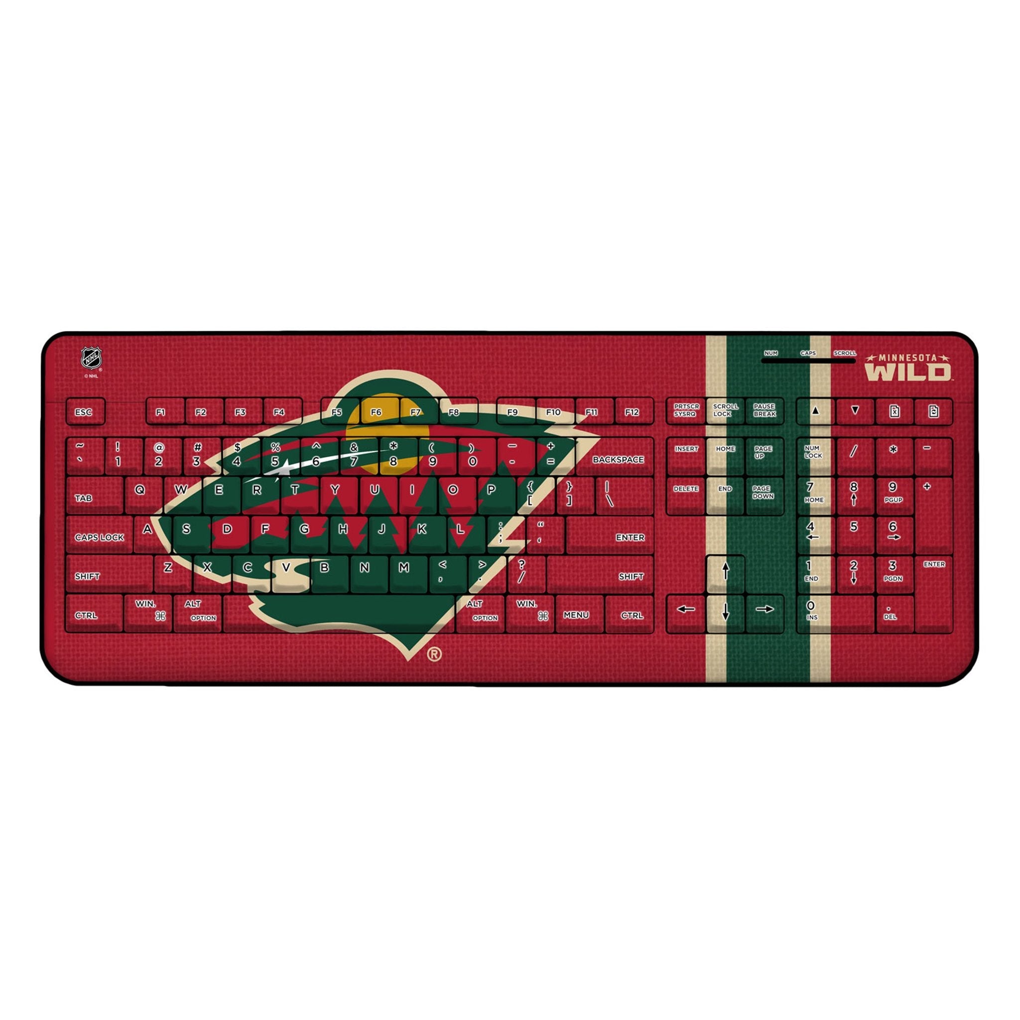 Minnesota Wild Stripe Wireless USB Keyboard - Sports Gifts, Sports Memorabilia, Sports Collectibles, Fan Shop