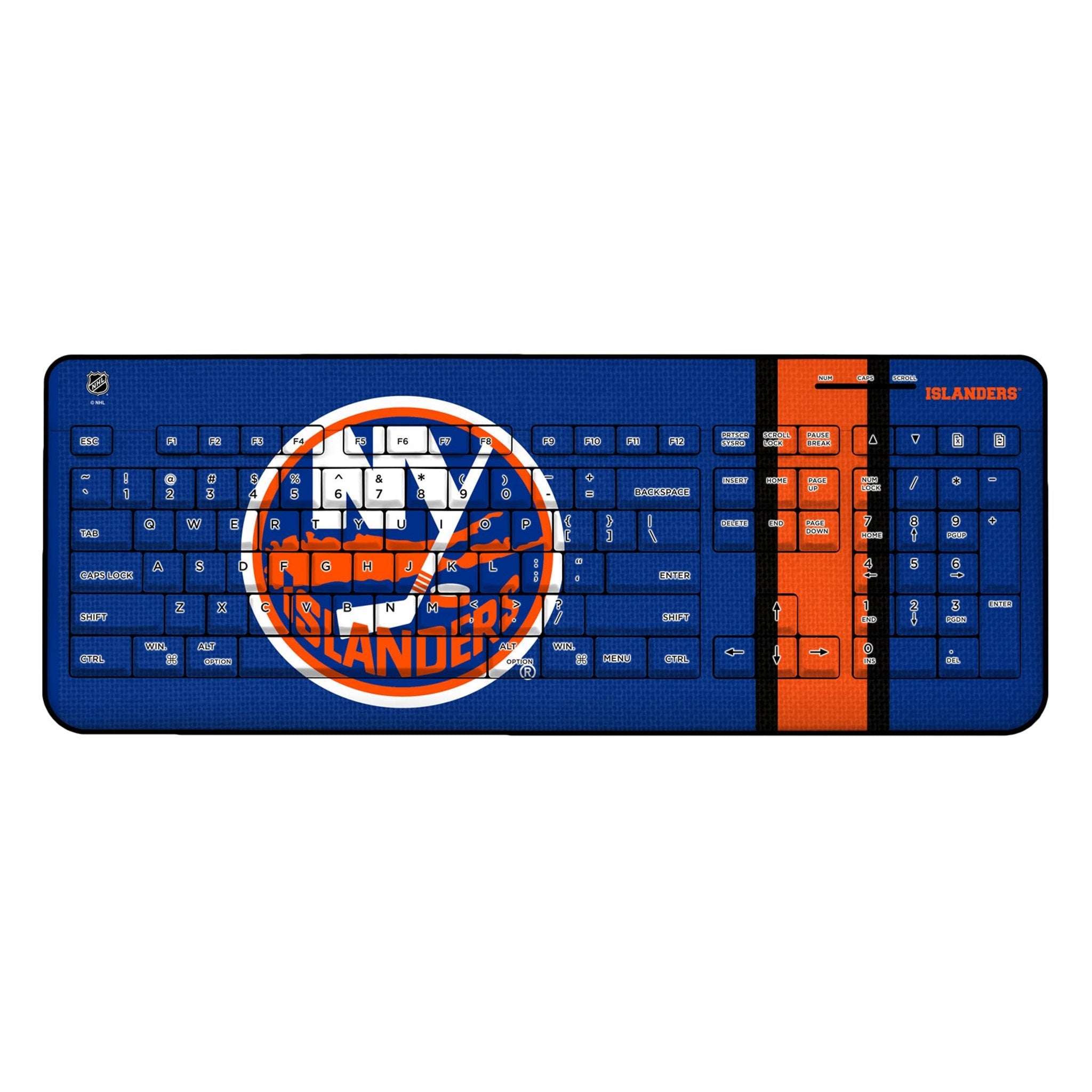 New York Islanders Stripe Wireless USB Keyboard - Sports Gifts, Sports Memorabilia, Sports Collectibles, Fan Shop