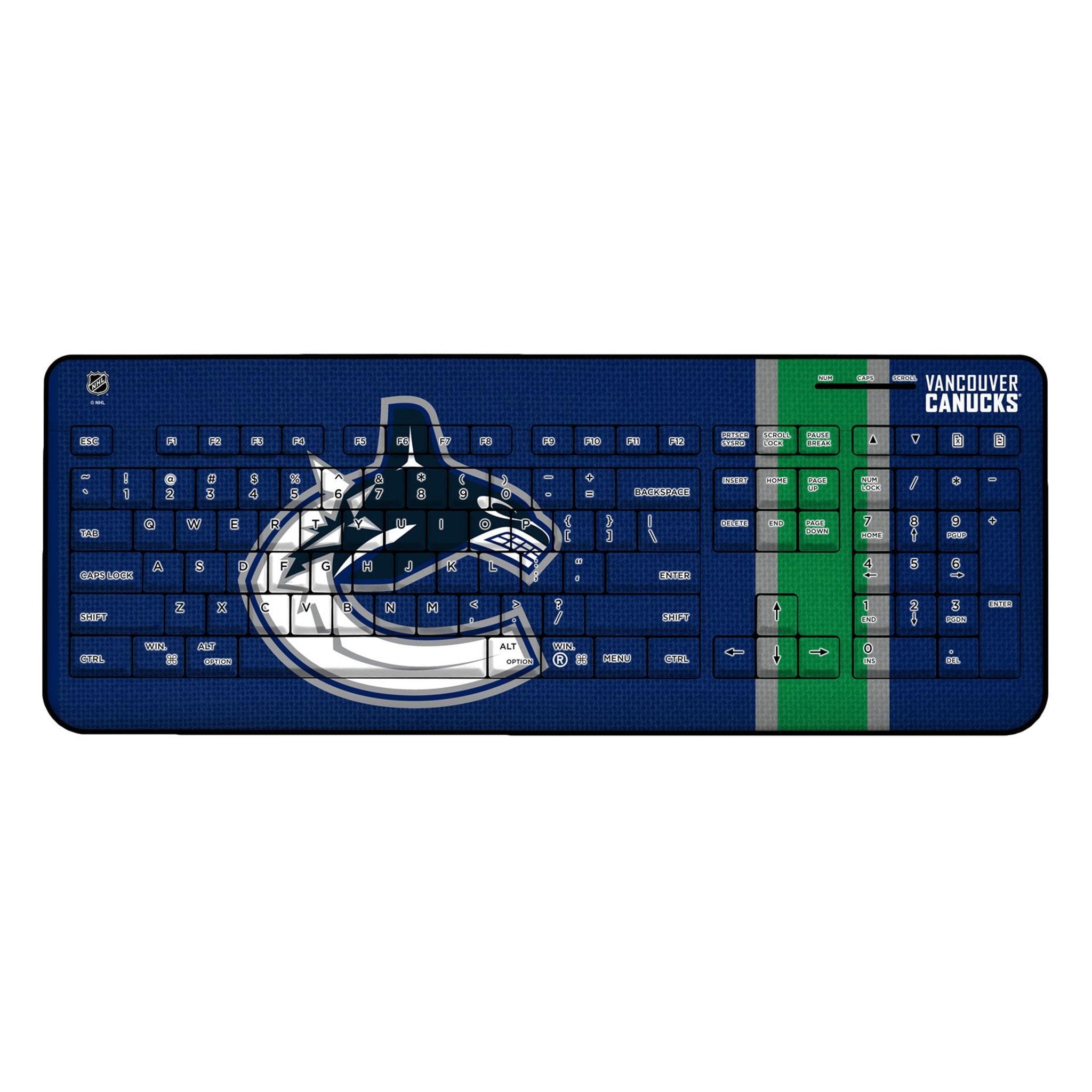 Vancouver Canucks Stripe Wireless USB Keyboard - Sports Gifts, Sports Memorabilia, Sports Collectibles, Fan Shop
