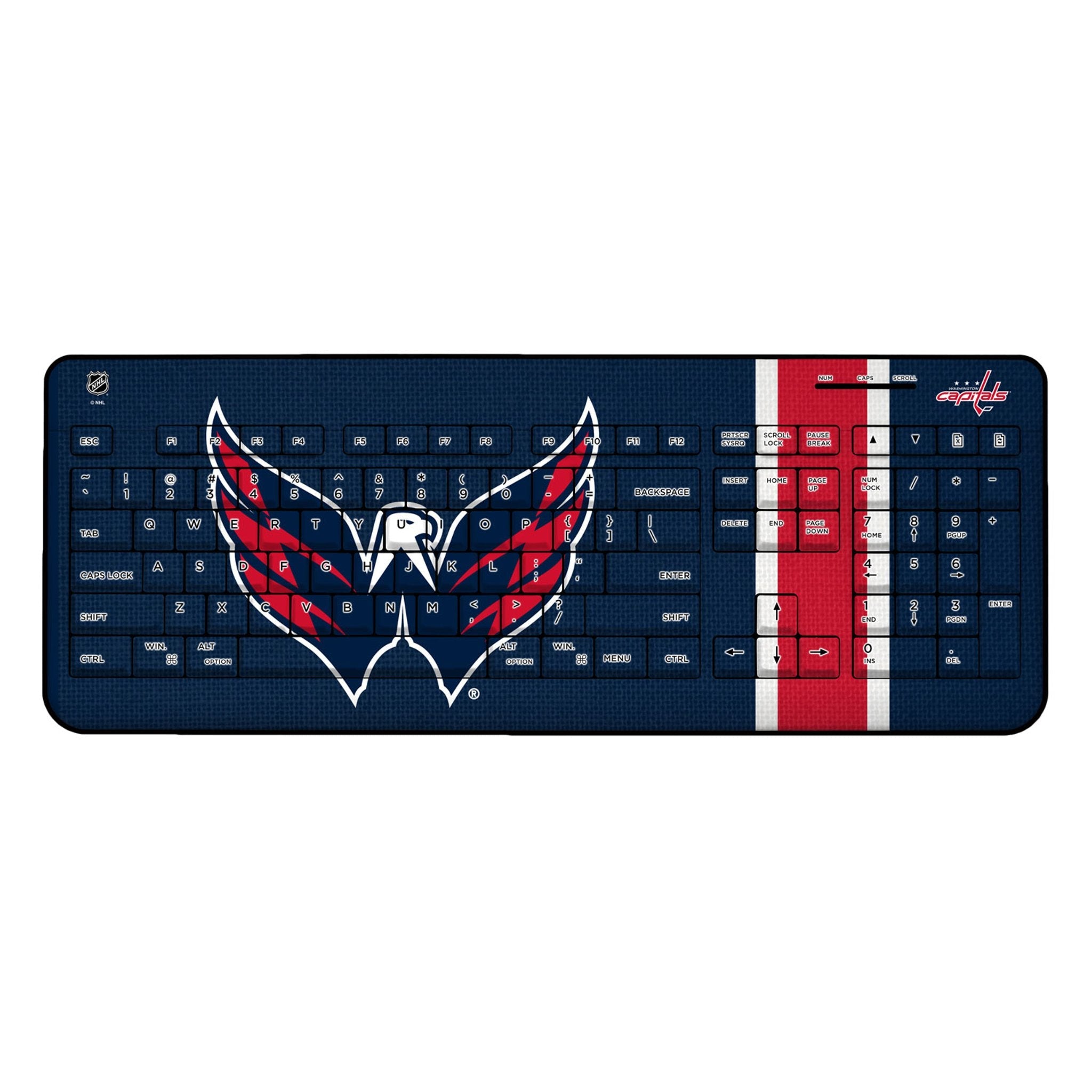 Washington Capitals Stripe Wireless USB Keyboard - Sports Gifts, Sports Memorabilia, Sports Collectibles, Fan Shop