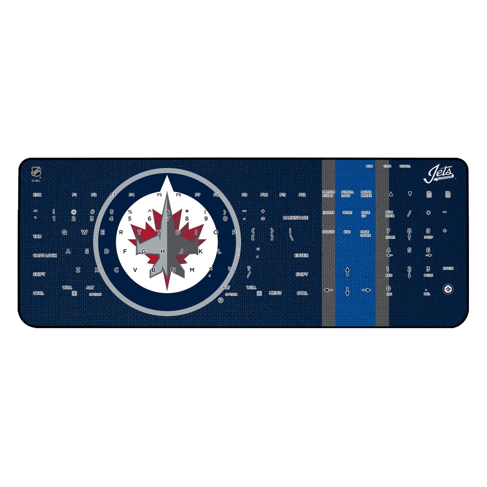 Winnipeg Jets Stripe Wireless USB Keyboard - Sports Gifts, Sports Memorabilia, Sports Collectibles, Fan Shop