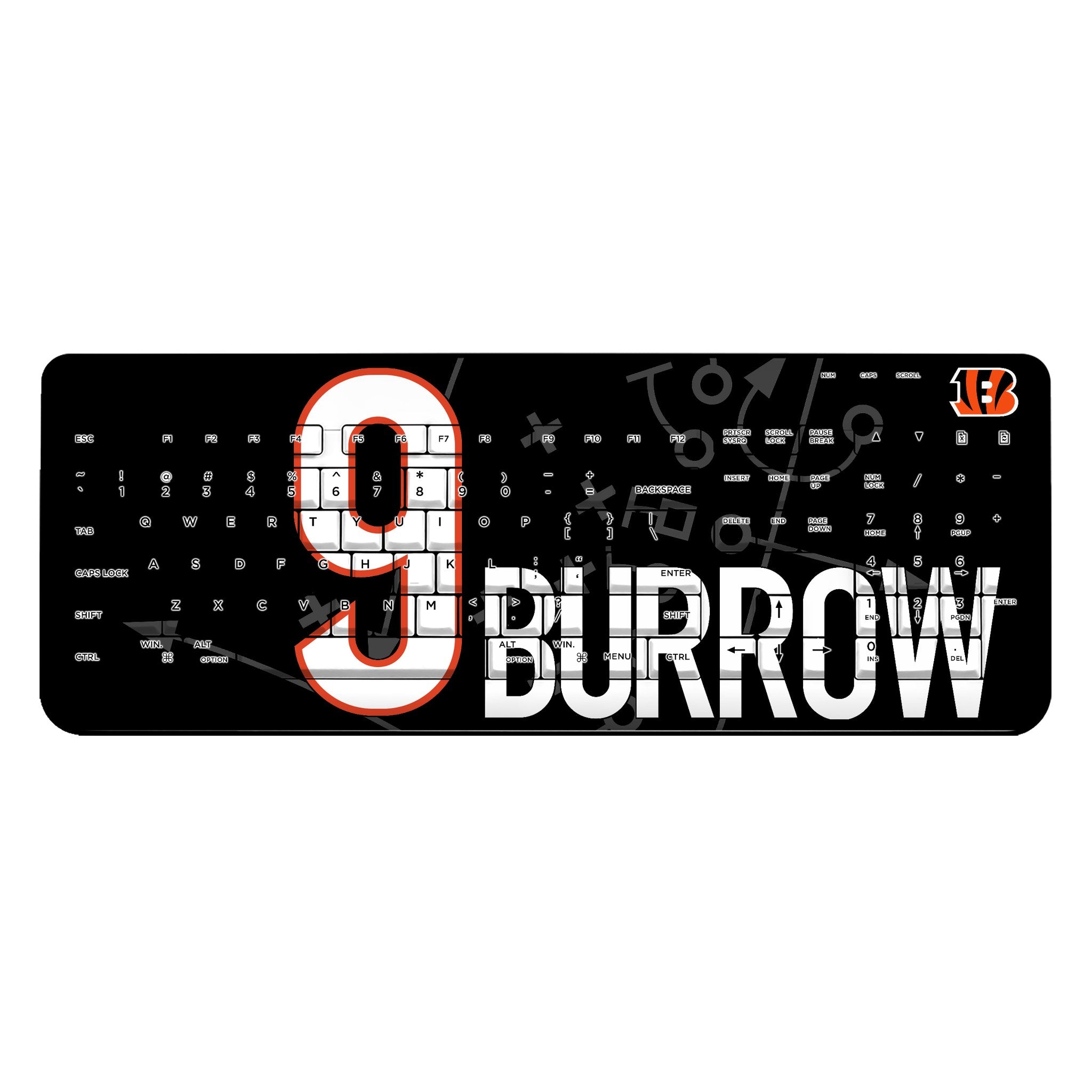 Joe Burrow Cincinnati Bengals 9 Ready Wireless USB Keyboard - Sports Gifts, Sports Memorabilia, Sports Collectibles, Fan Shop