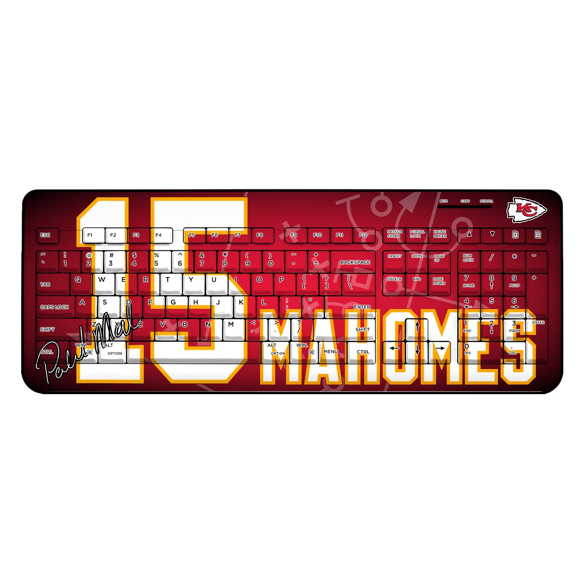 Patrick Mahomes Kansas City Chiefs 15 Ready Wireless USB Keyboard - Sports Gifts, Sports Memorabilia, Sports Collectibles, Fan Shop