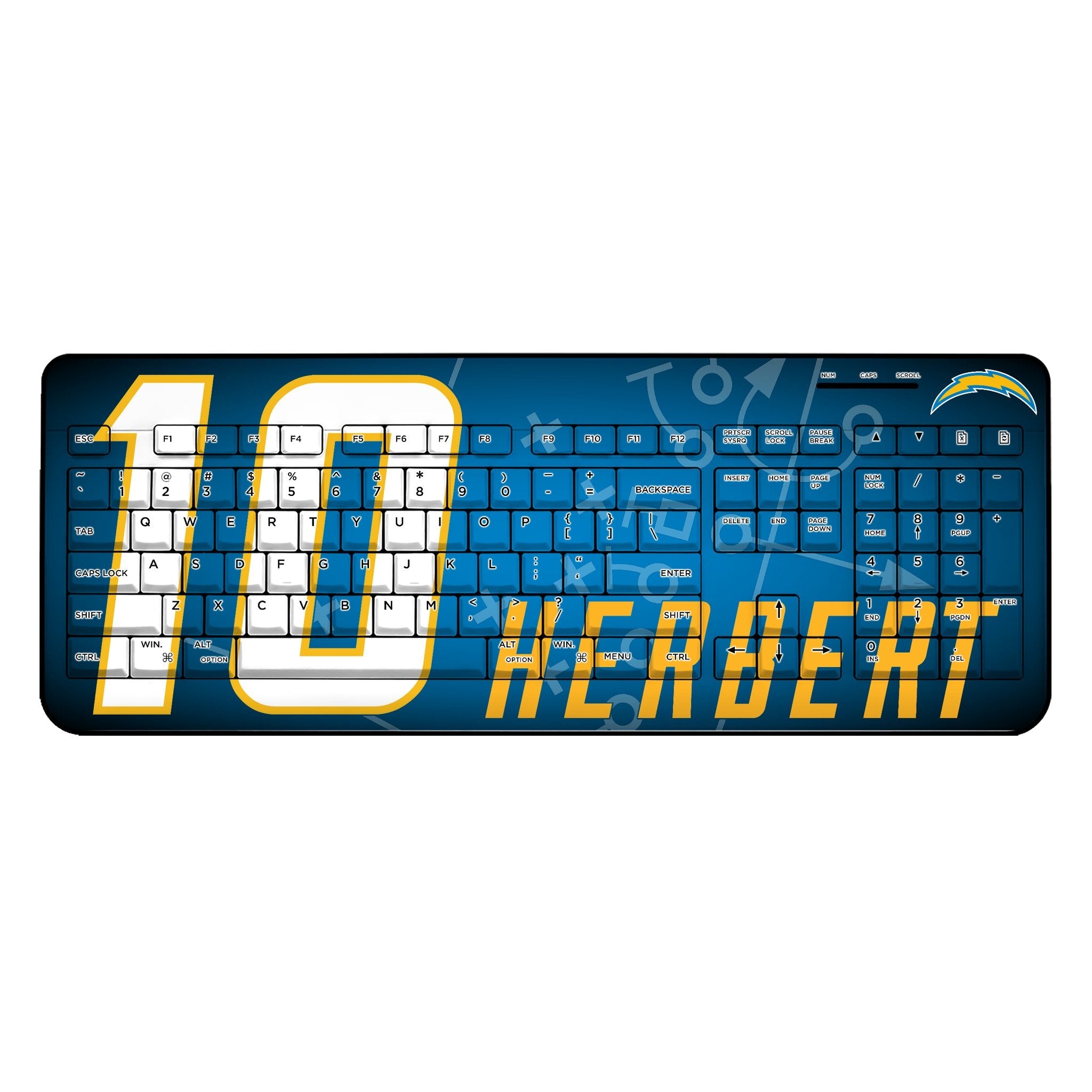 Justin Herbert Los Angeles Chargers 10 Ready Wireless USB Keyboard - Sports Gifts, Sports Memorabilia, Sports Collectibles, Fan Shop