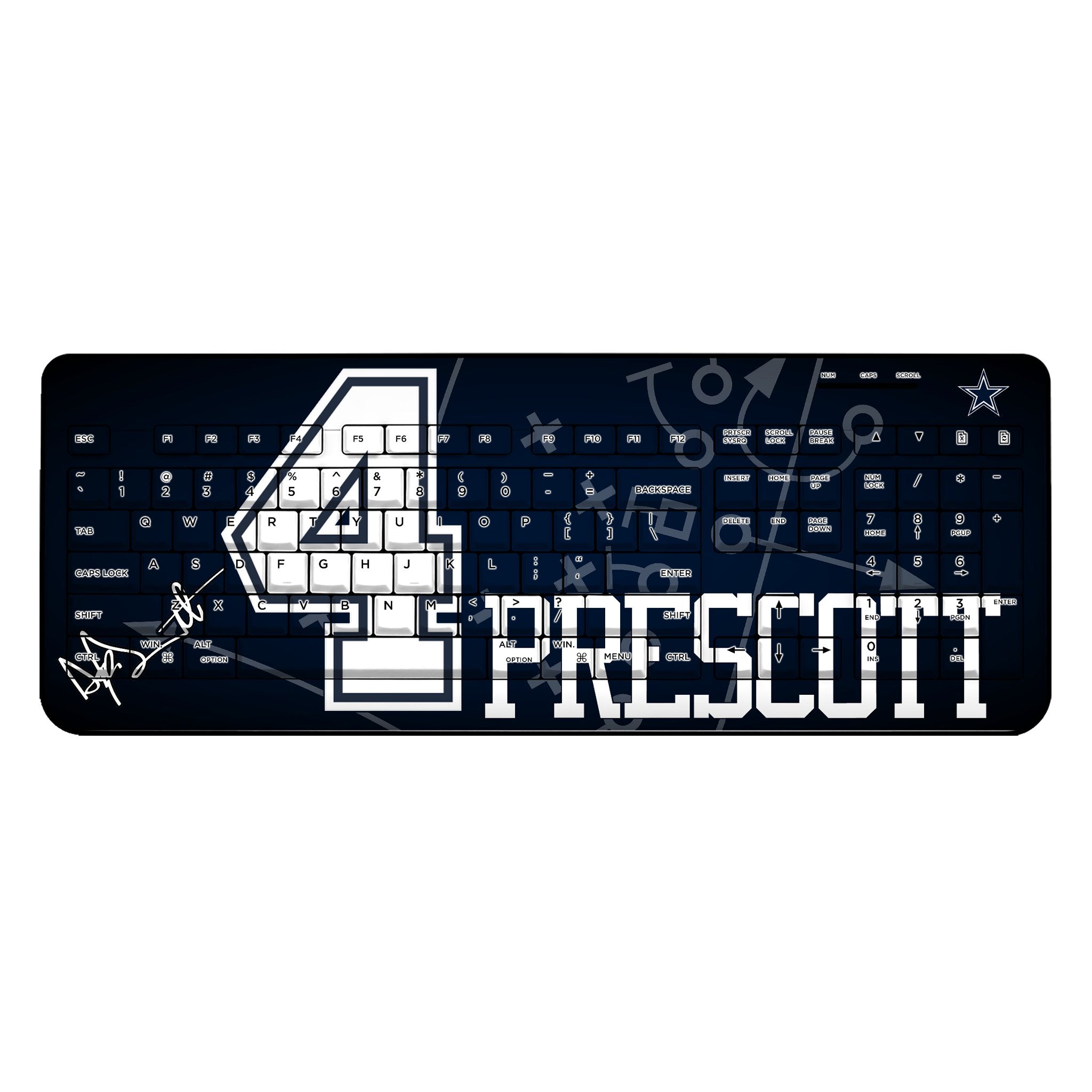 Dak Prescott Dallas Cowboys 4 Ready Wireless USB Keyboard - Sports Gifts, Sports Memorabilia, Sports Collectibles, Fan Shop