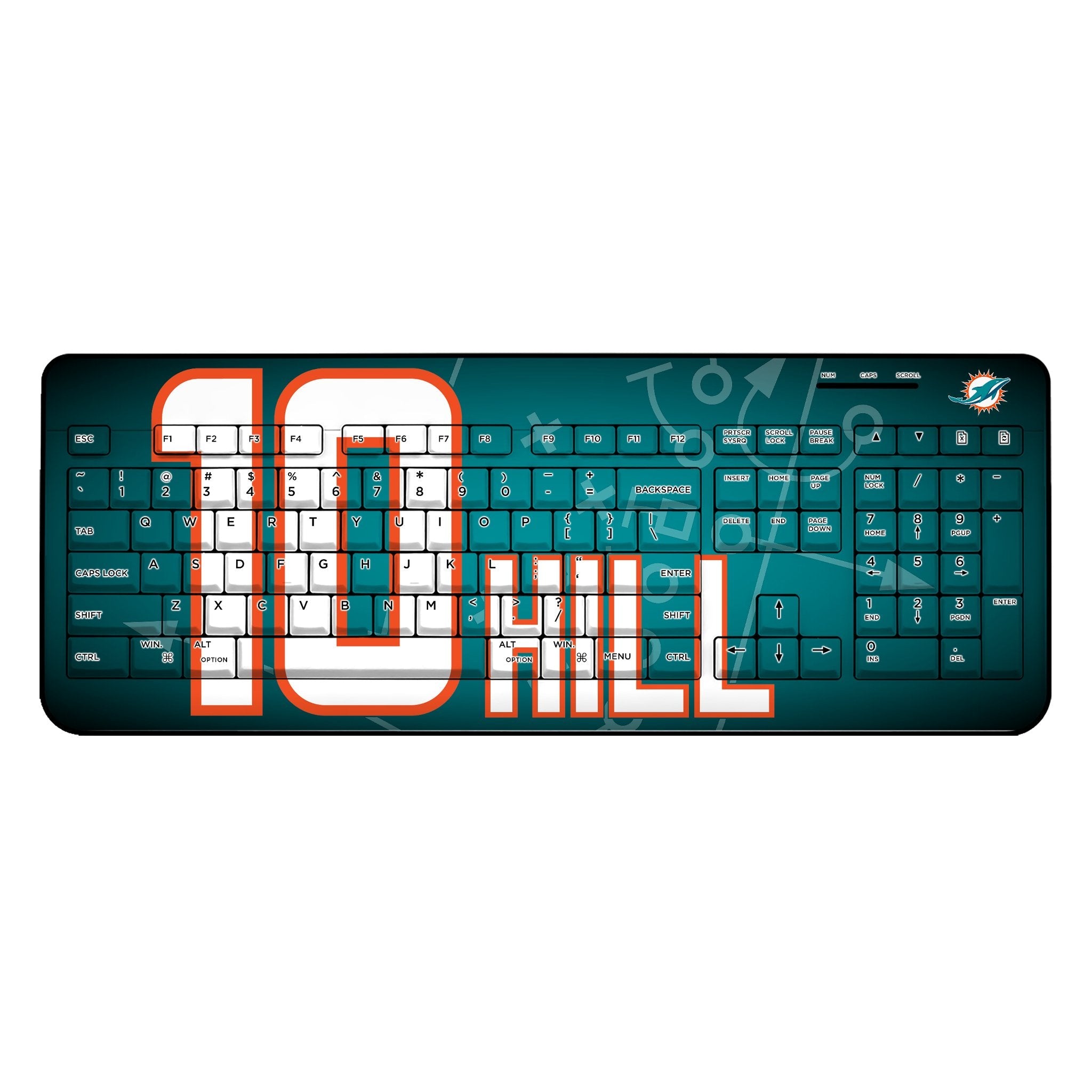 Tyreek Hill Miami Dolphins 10 Ready Wireless USB Keyboard - Sports Gifts, Sports Memorabilia, Sports Collectibles, Fan Shop