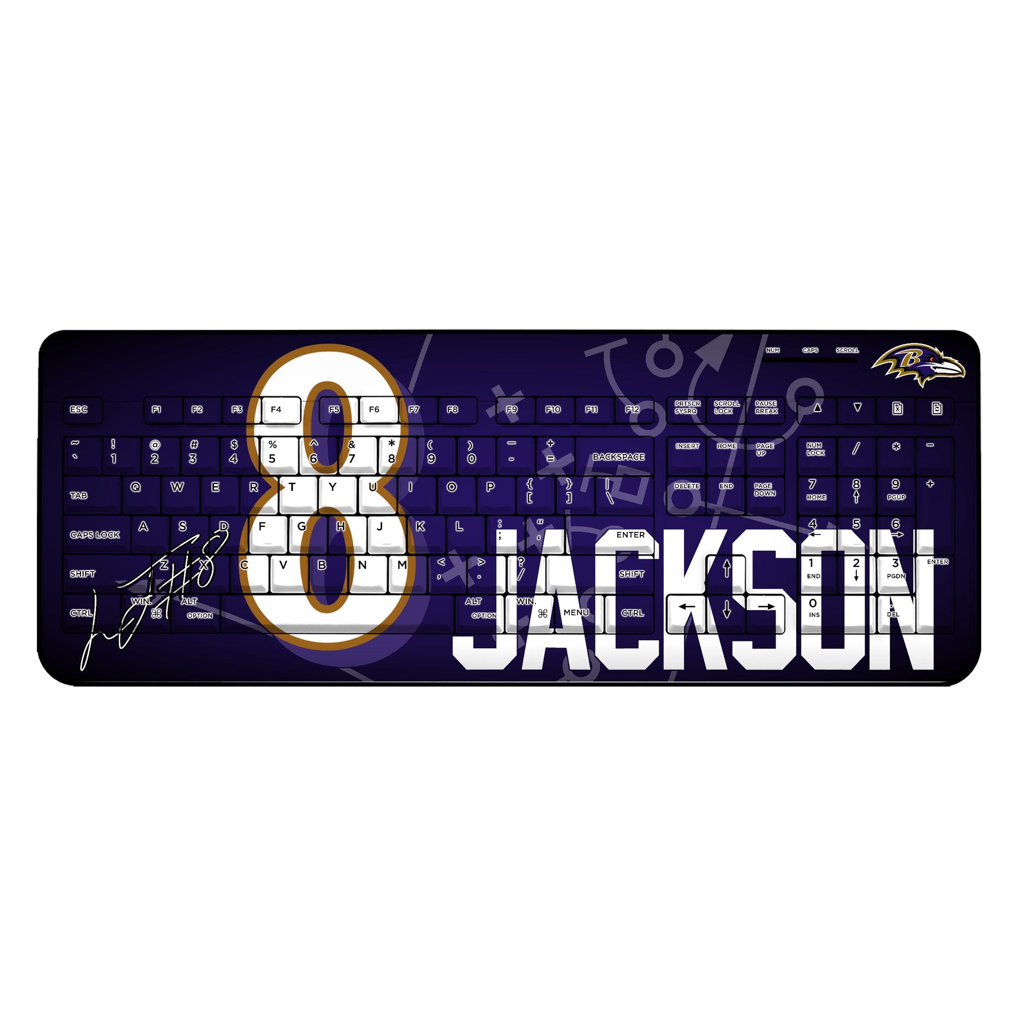 Lamar Jackson Baltimore Ravens 8 Ready Wireless USB Keyboard - Sports Gifts, Sports Memorabilia, Sports Collectibles, Fan Shop