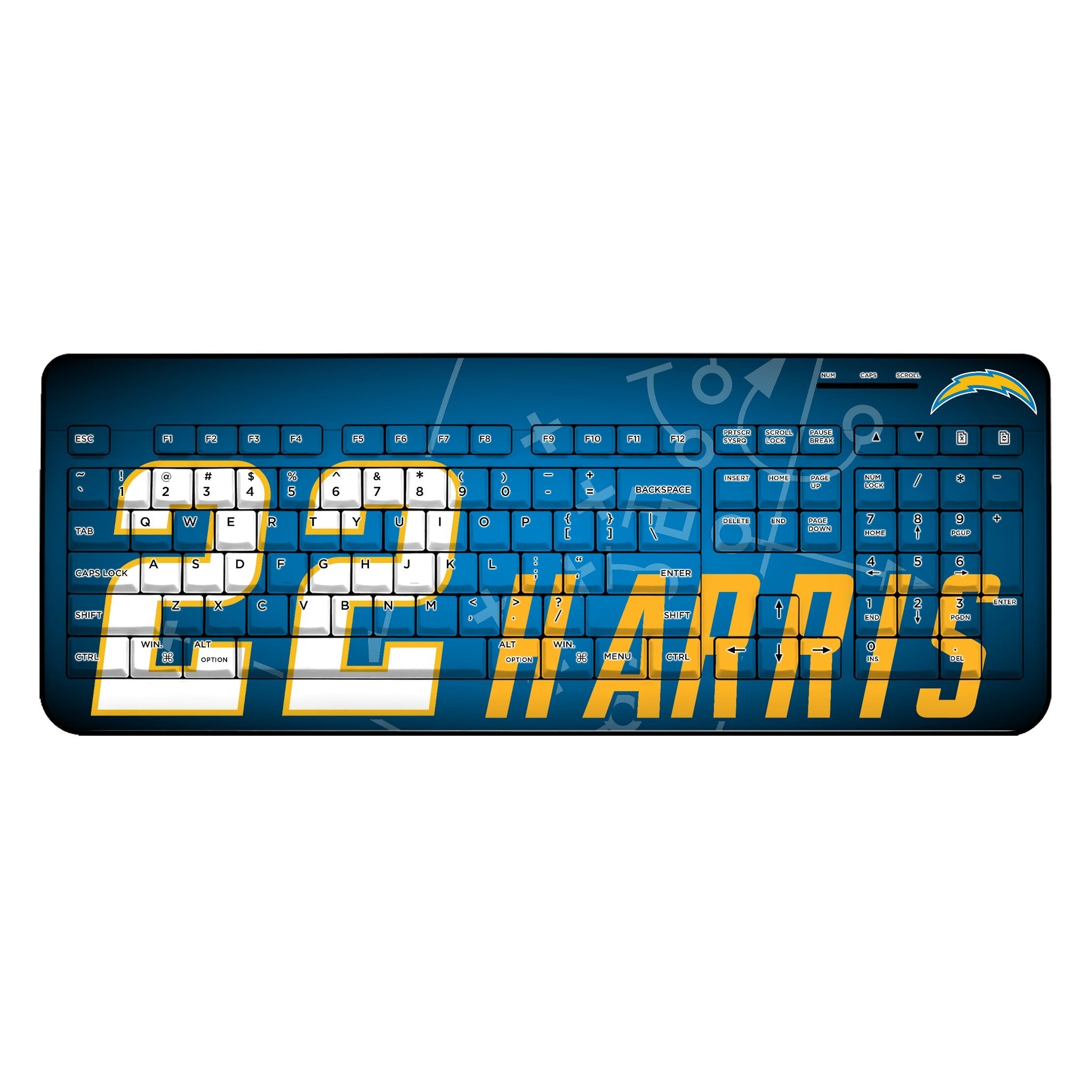 Najee Harris Los Angeles Chargers 22 Game Tactic Wireless USB Keyboard - Sports Gifts, Sports Memorabilia, Sports Collectibles, Fan Shop
