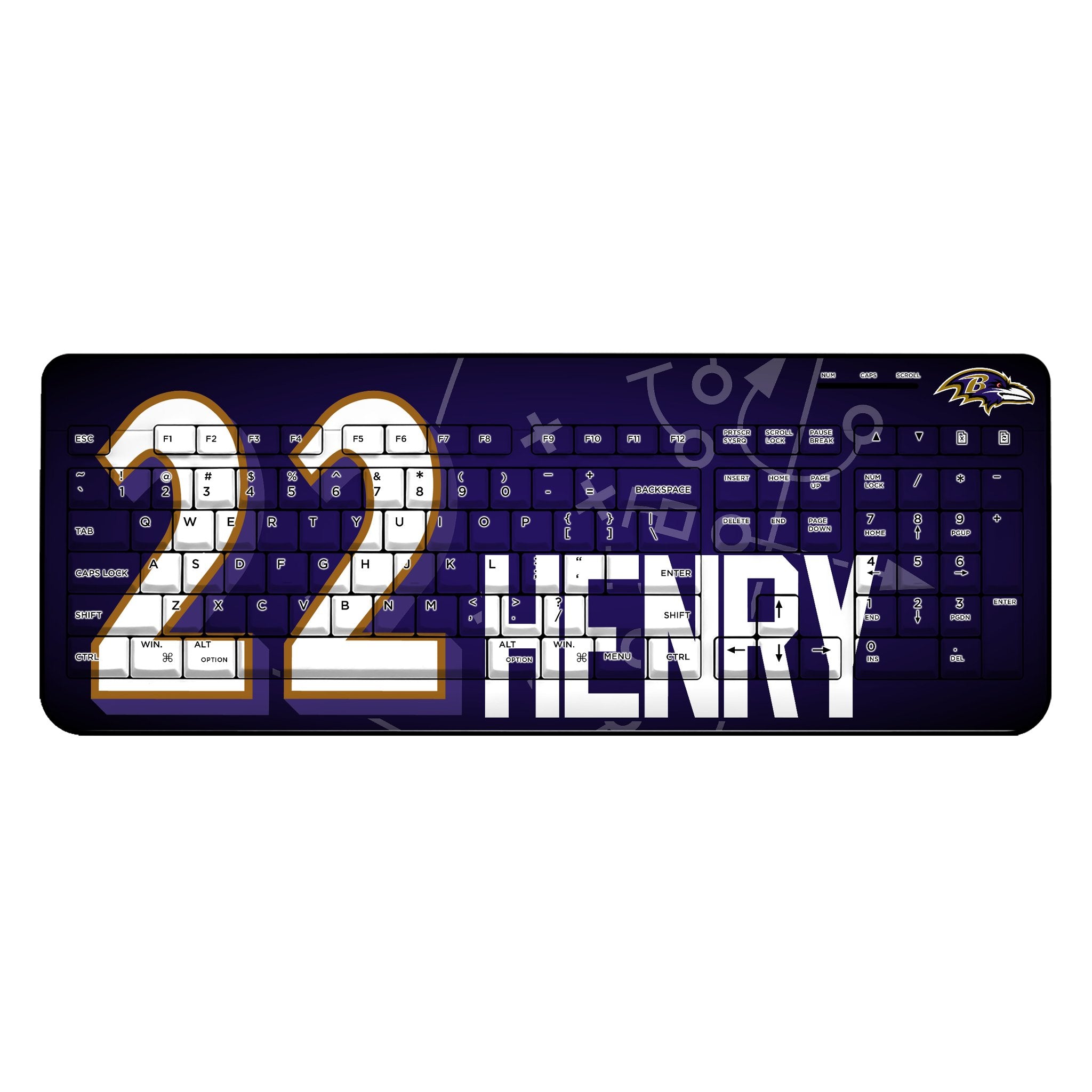Derrick Henry Baltimore Ravens 22 Ready Wireless USB Keyboard - Sports Gifts, Sports Memorabilia, Sports Collectibles, Fan Shop