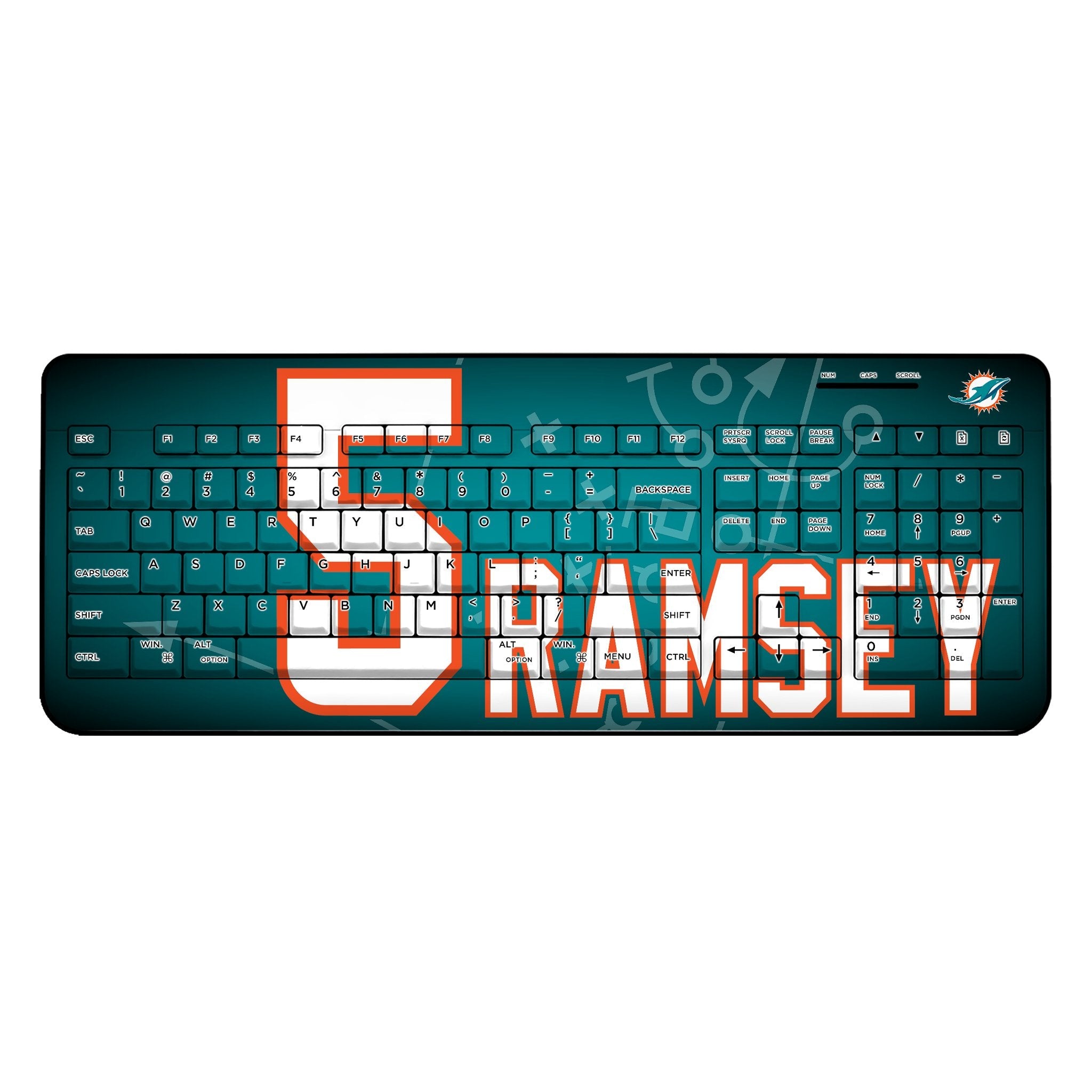 Jalen Ramsey Miami Dolphins 5 Ready Wireless USB Keyboard - Sports Gifts, Sports Memorabilia, Sports Collectibles, Fan Shop