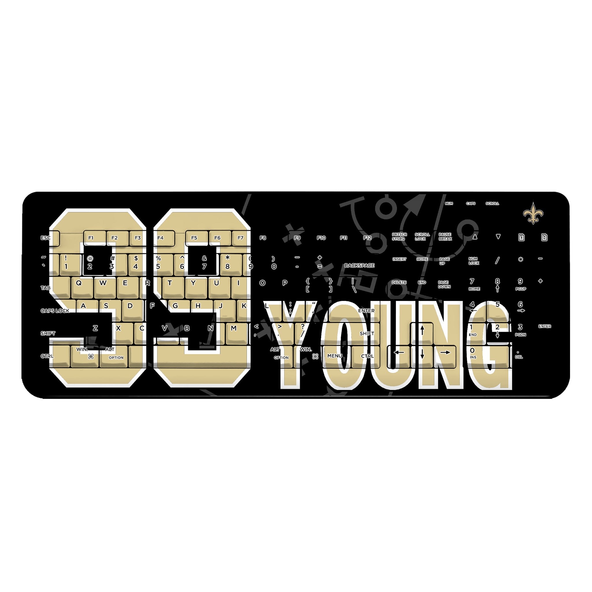 Chase Young New Orleans Saints 99 Ready Wireless USB Keyboard - Sports Gifts, Sports Memorabilia, Sports Collectibles, Fan Shop