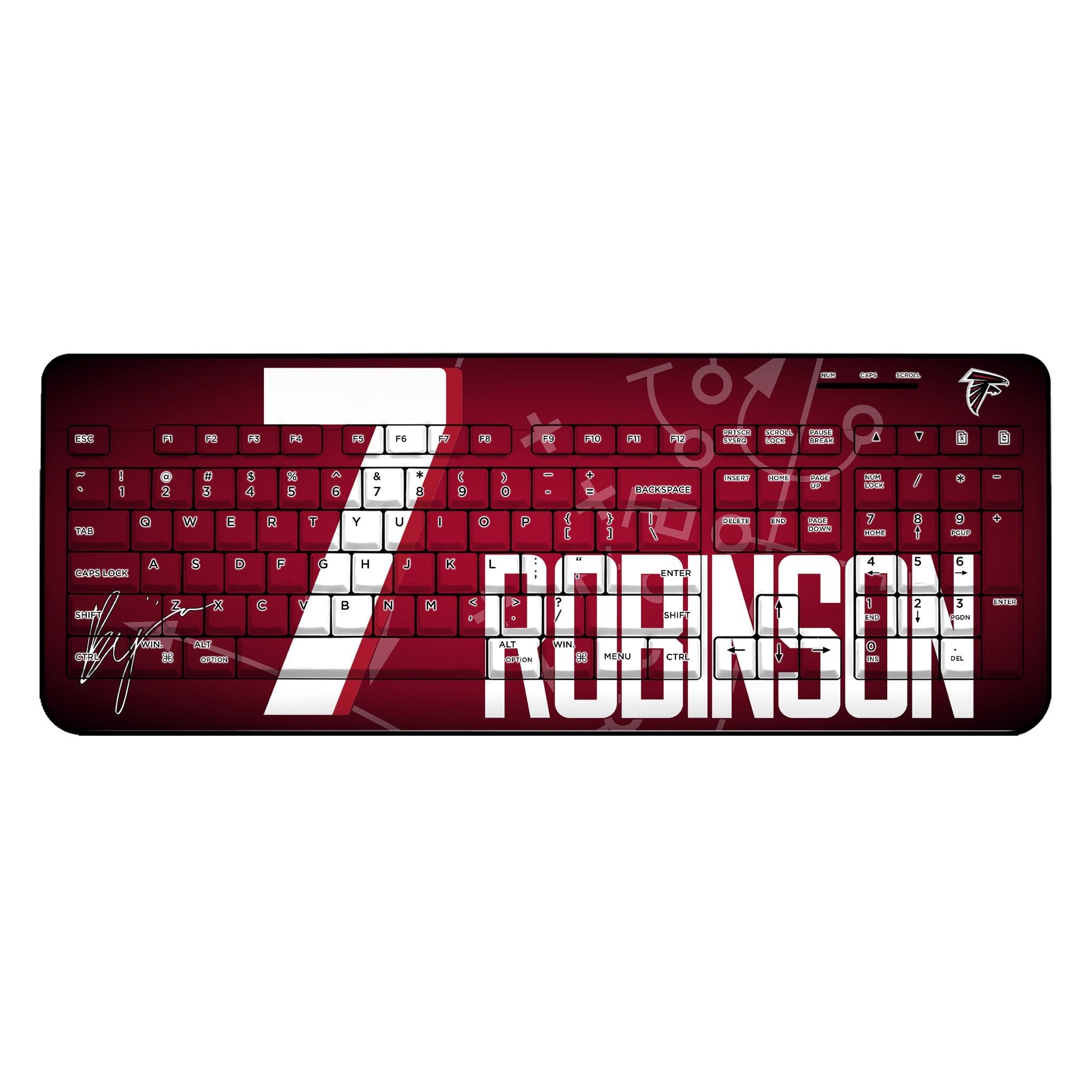 Bijan Robinson Atlanta Falcons 7 Ready Wireless USB Keyboard - Sports Gifts, Sports Memorabilia, Sports Collectibles, Fan Shop