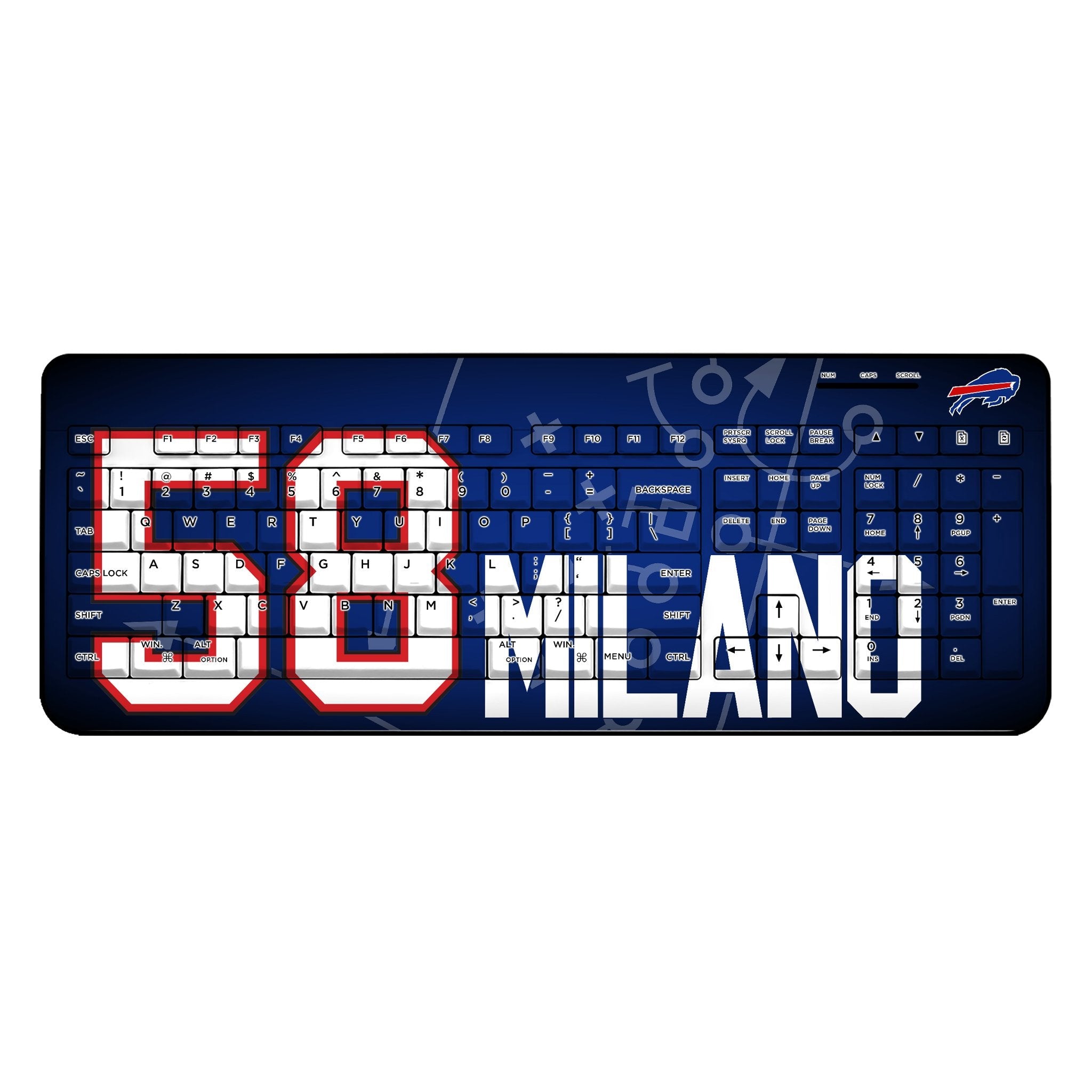 Matt Milano Buffalo Bills 58 Ready Wireless USB Keyboard - Sports Gifts, Sports Memorabilia, Sports Collectibles, Fan Shop