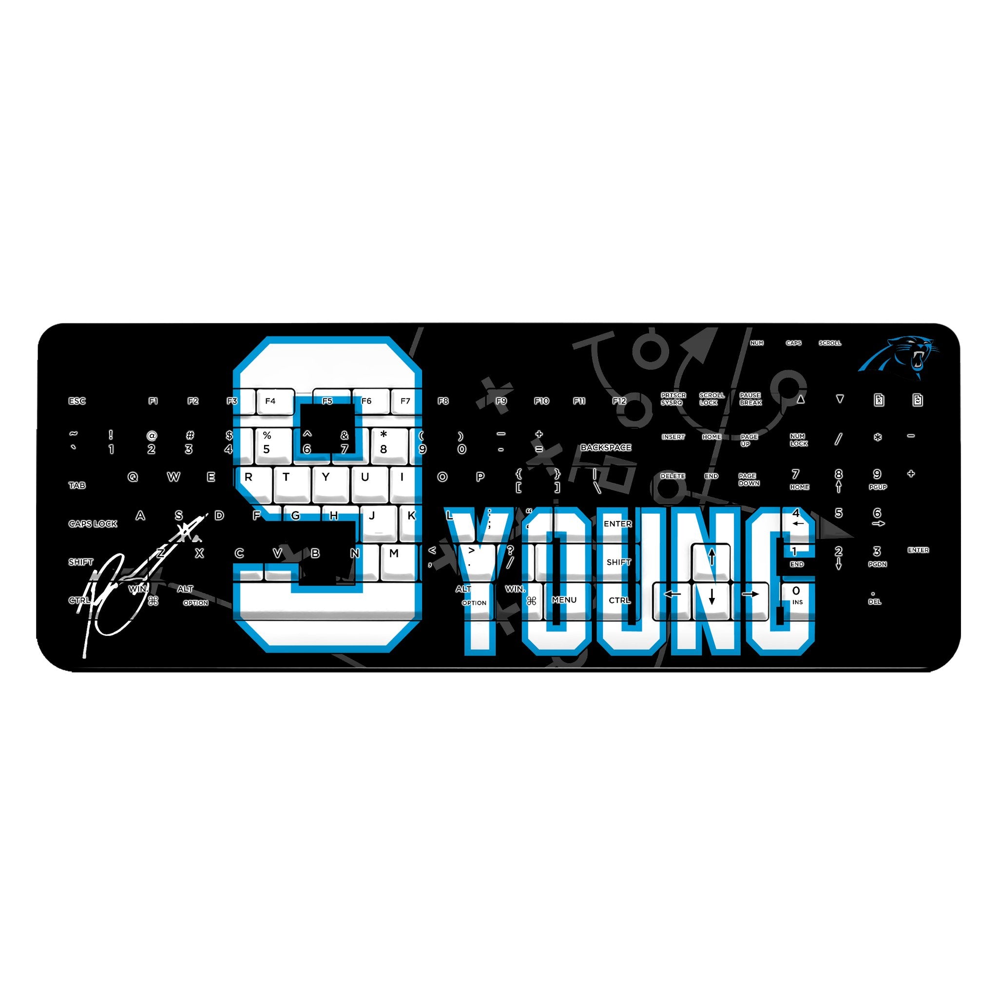 Bryce Young Carolina Panthers 9 Ready Wireless USB Keyboard - Sports Gifts, Sports Memorabilia, Sports Collectibles, Fan Shop