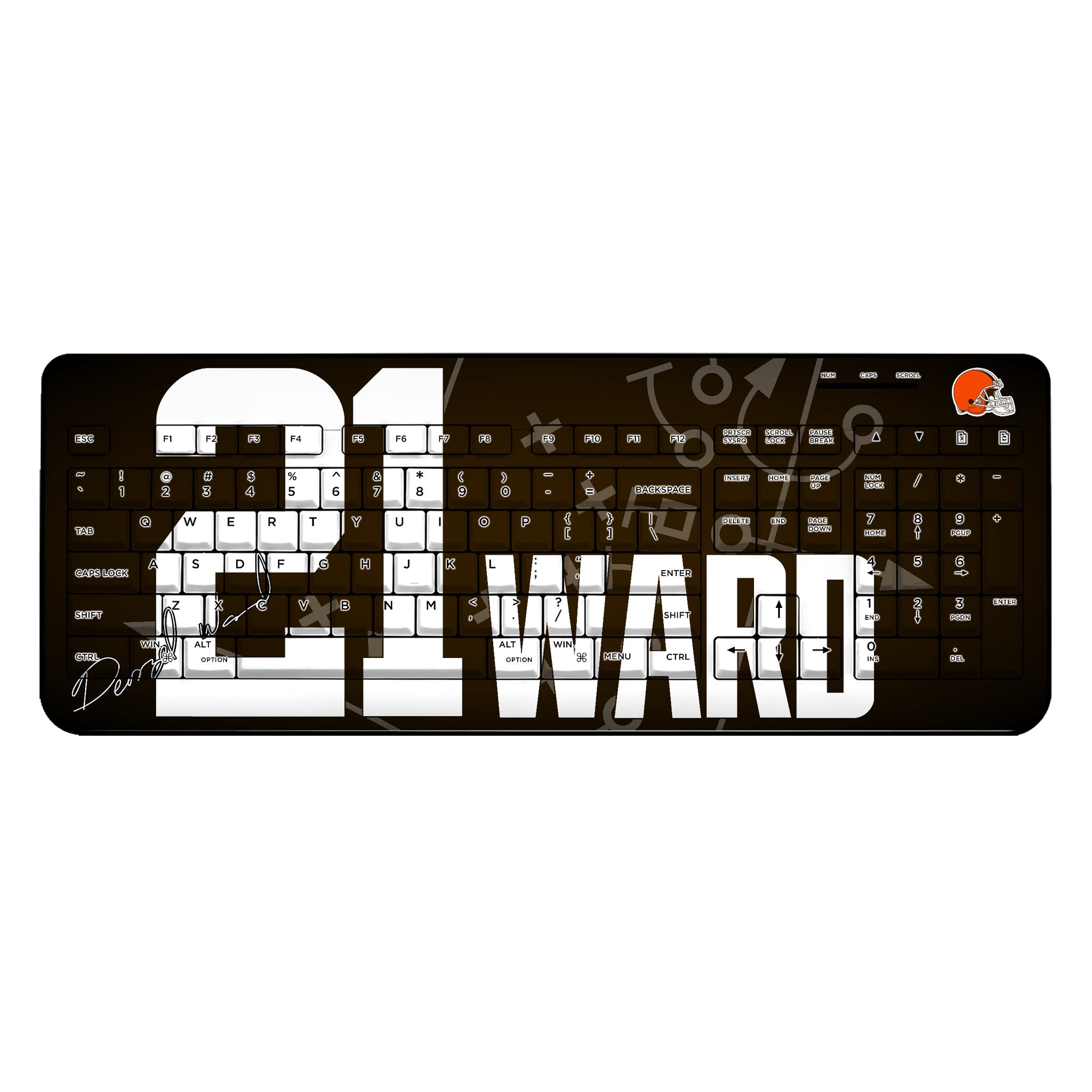 Denzel Ward Cleveland Browns 21 Ready Wireless USB Keyboard - Sports Gifts, Sports Memorabilia, Sports Collectibles, Fan Shop