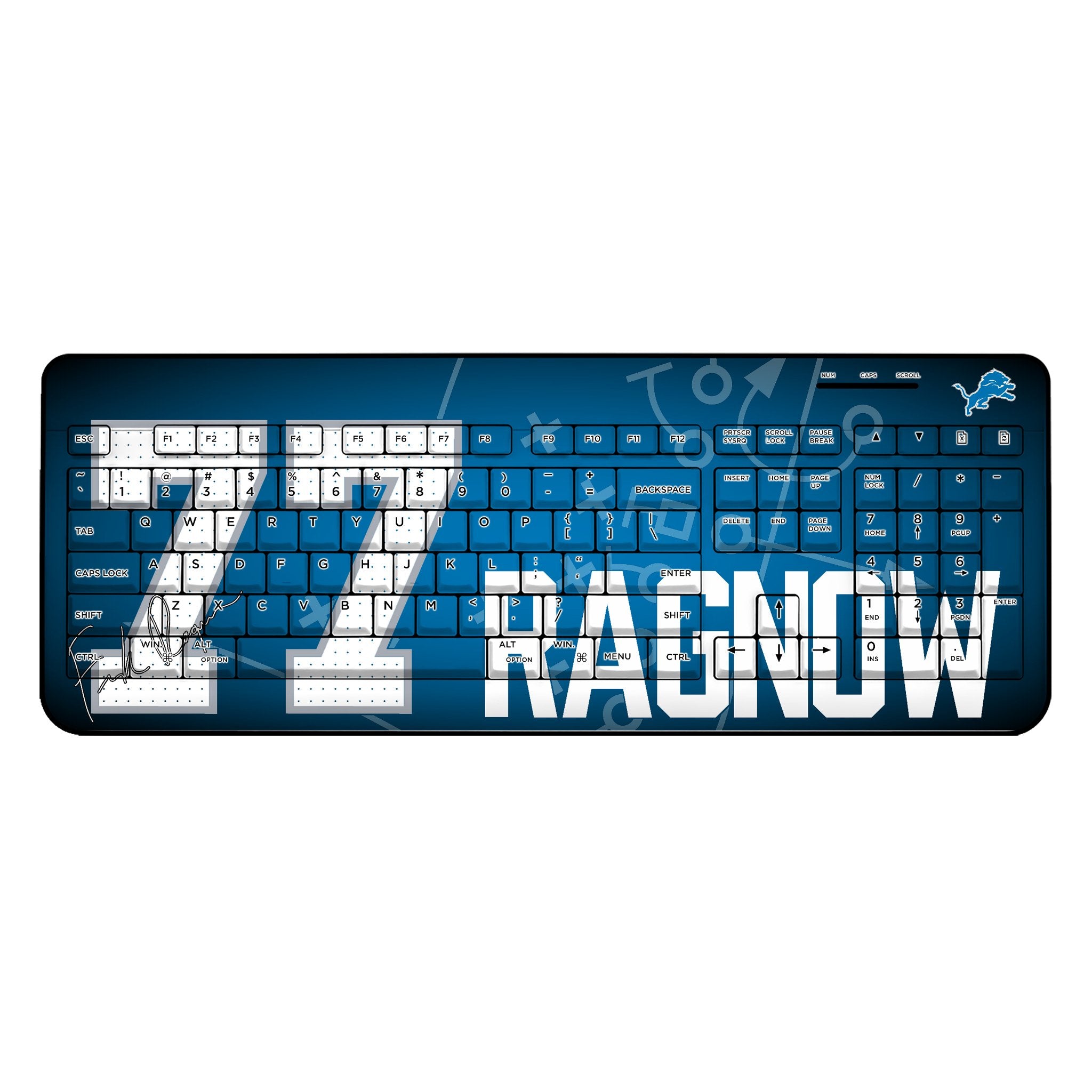 Frank Ragnow Detroit Lions 77 Ready Wireless USB Keyboard - Sports Gifts, Sports Memorabilia, Sports Collectibles, Fan Shop