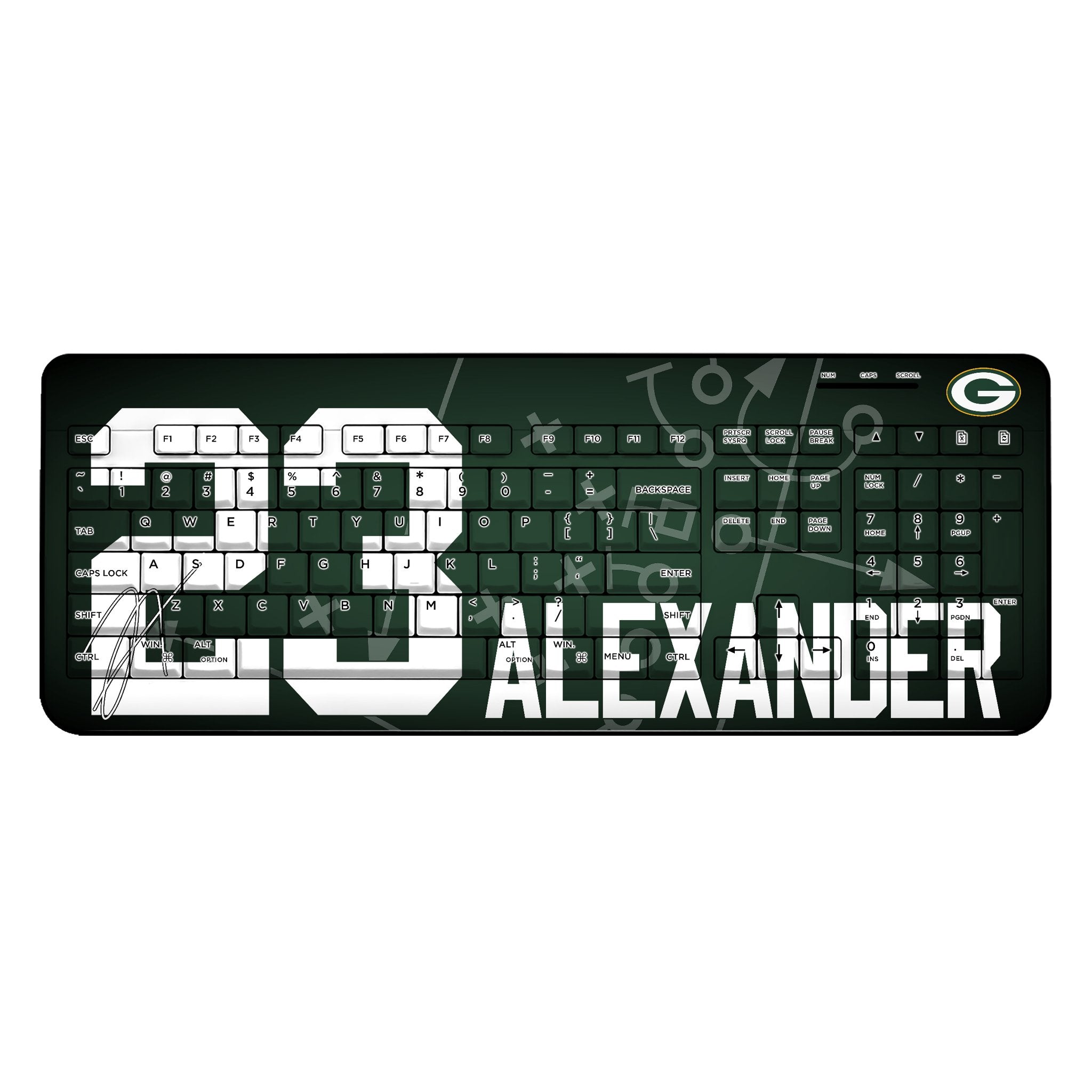 Jaire Alexander Green Bay Packers 23 Ready Wireless USB Keyboard - Sports Gifts, Sports Memorabilia, Sports Collectibles, Fan Shop