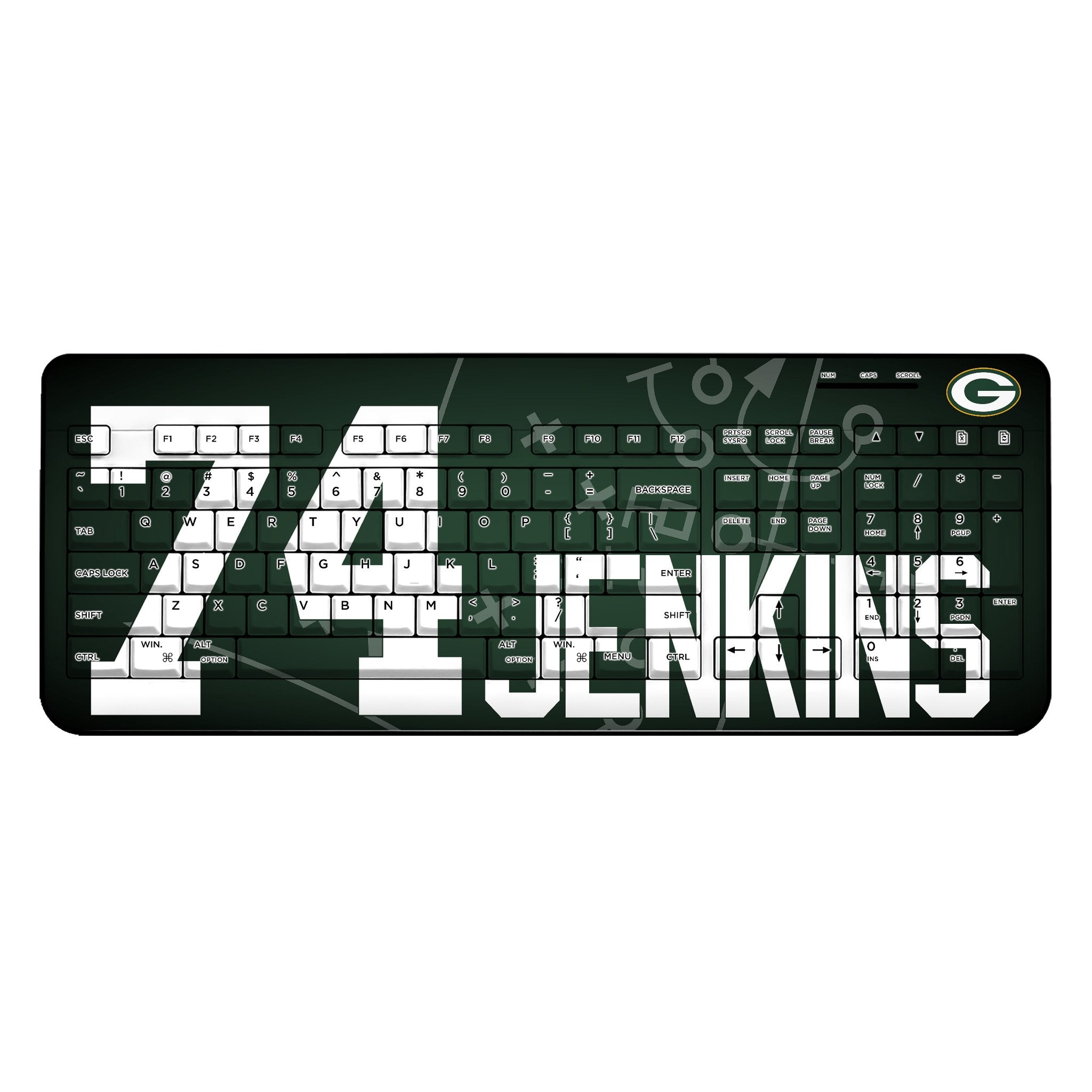 Elgton Jenkins Green Bay Packers 74 Ready Wireless USB Keyboard - Sports Gifts, Sports Memorabilia, Sports Collectibles, Fan Shop