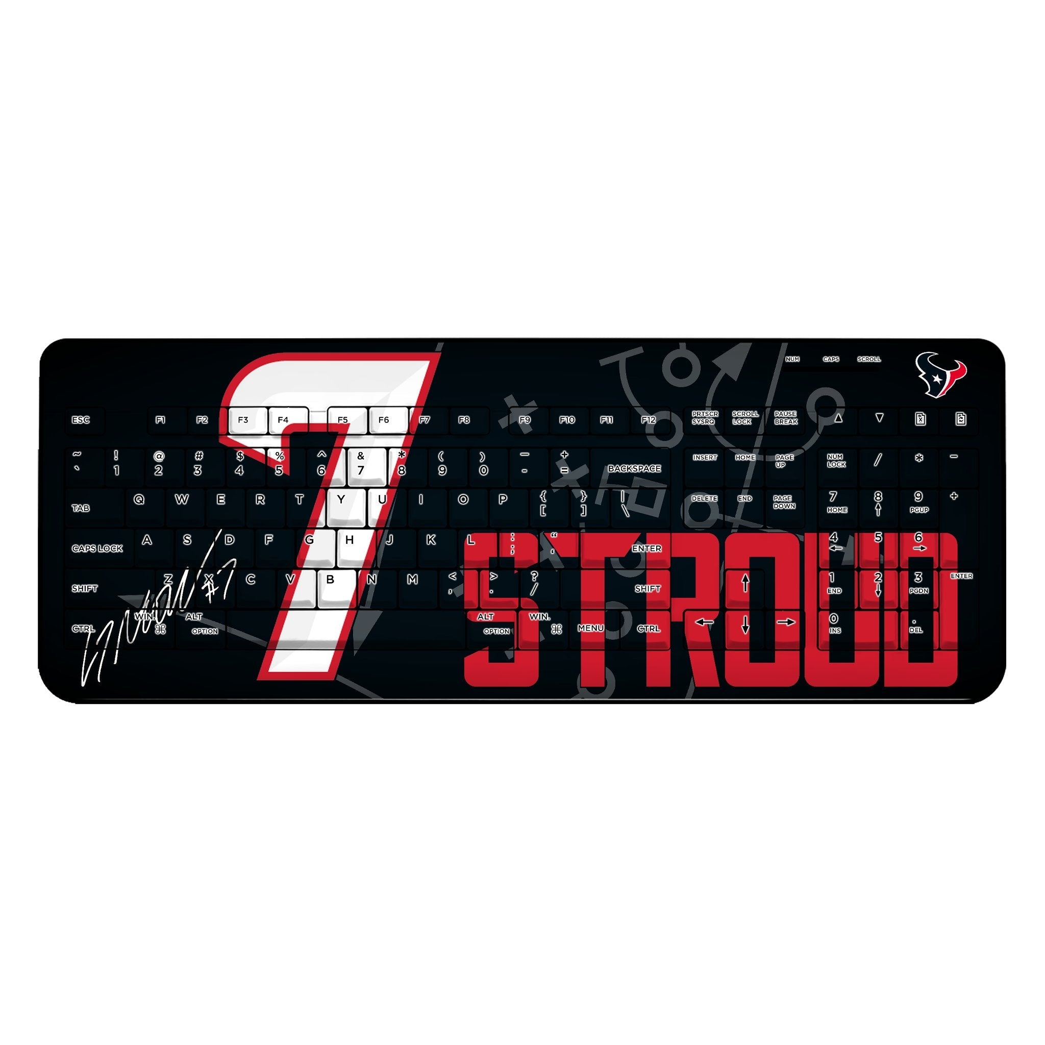 C.J. Stroud Houston Texans 7 Ready Wireless USB Keyboard - Sports Gifts, Sports Memorabilia, Sports Collectibles, Fan Shop
