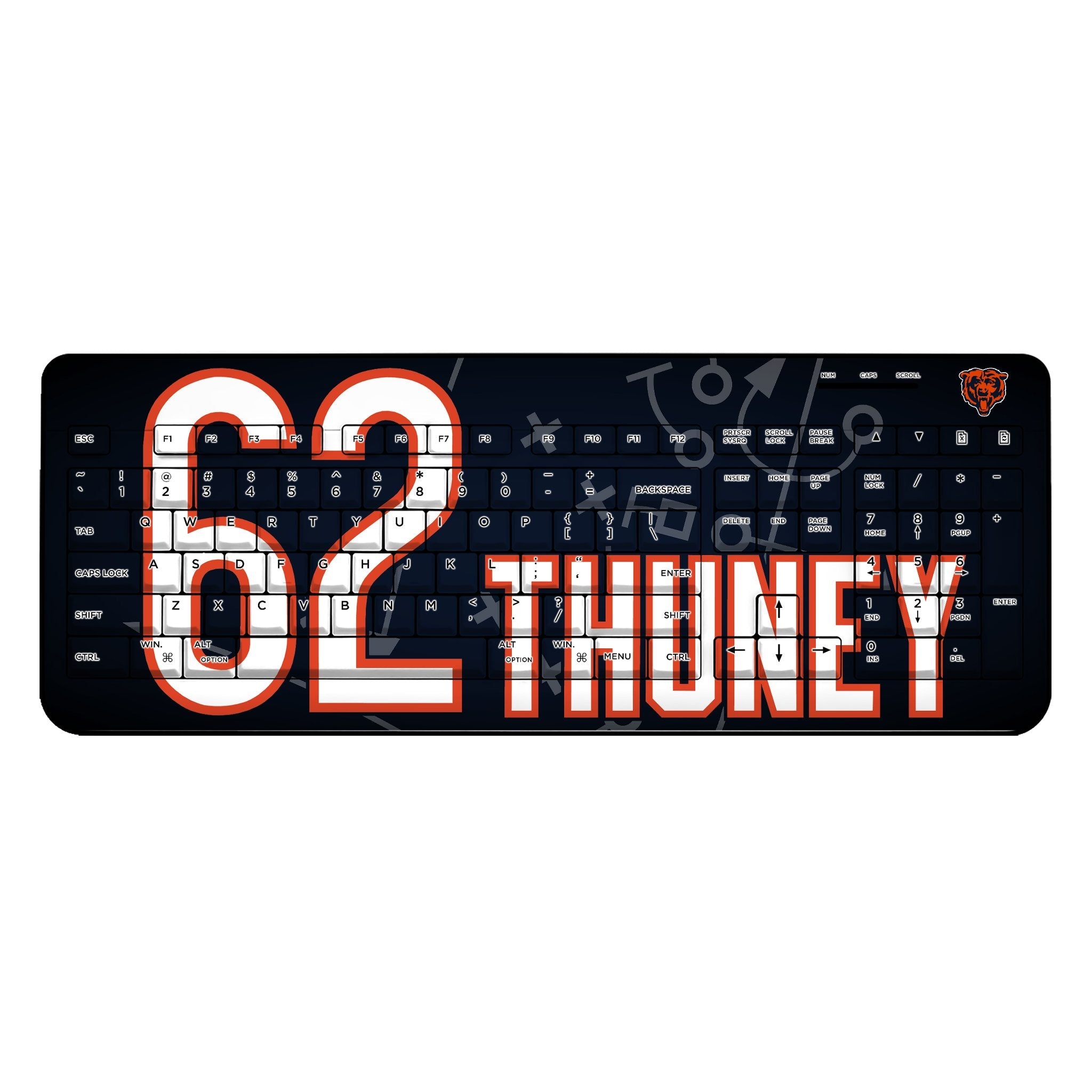 Joe Thuney Chicago Bears 62 Game Tactic Wireless USB Keyboard - Sports Gifts, Sports Memorabilia, Sports Collectibles, Fan Shop