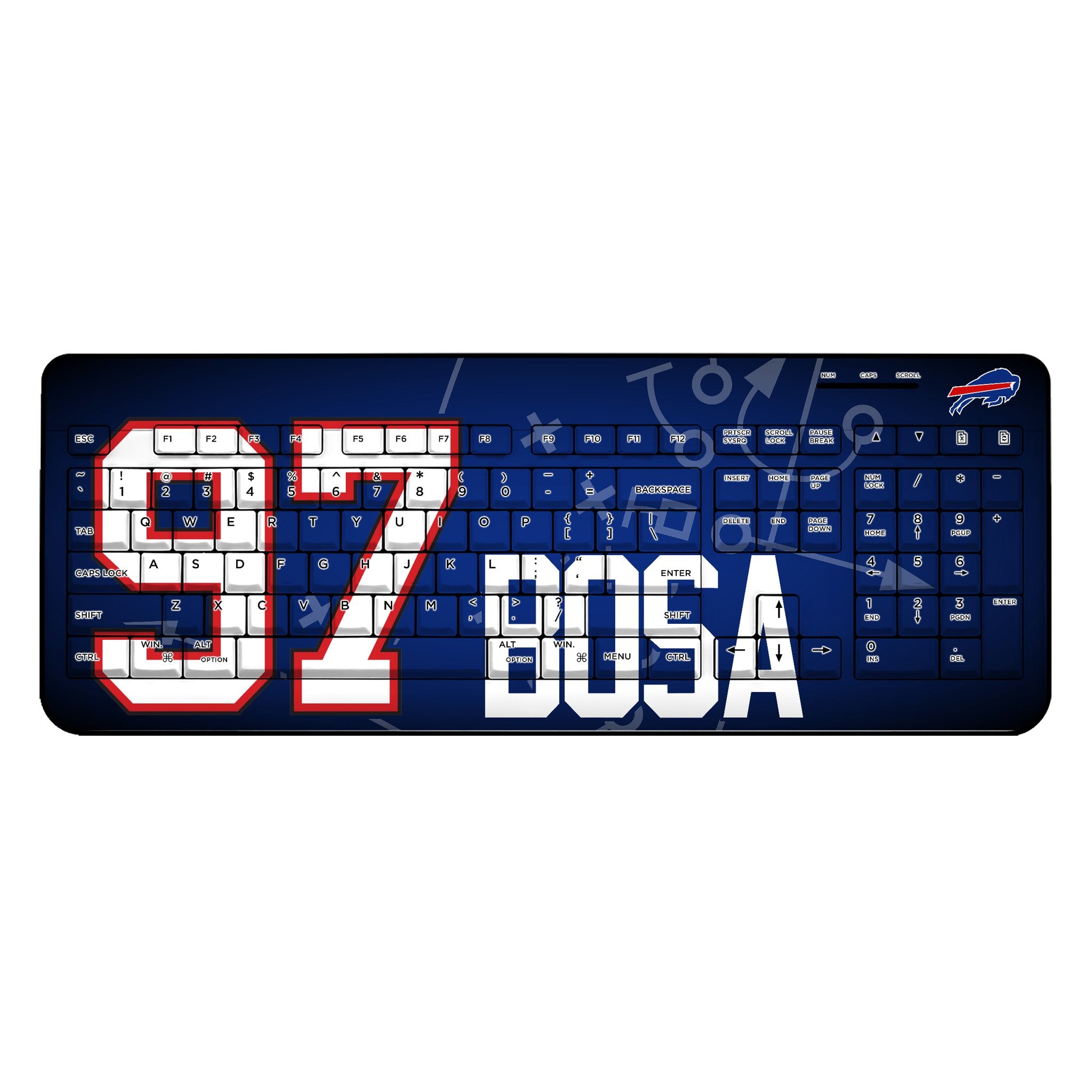Joey Bosa Buffalo Bills 97 Game Tactic Wireless USB Keyboard - Sports Gifts, Sports Memorabilia, Sports Collectibles, Fan Shop