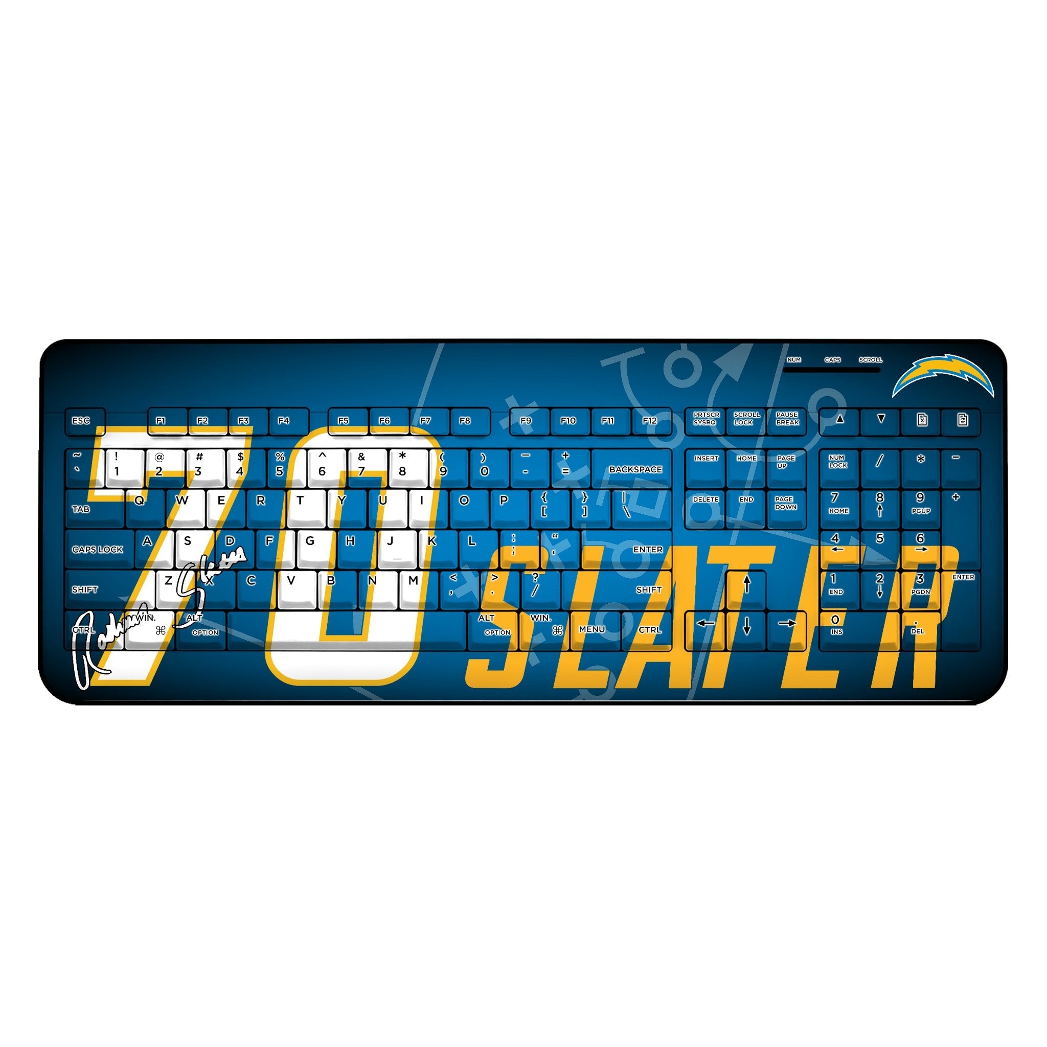 RaShawn Slater Los Angeles Chargers 70 Ready Wireless USB Keyboard - Sports Gifts, Sports Memorabilia, Sports Collectibles, Fan Shop