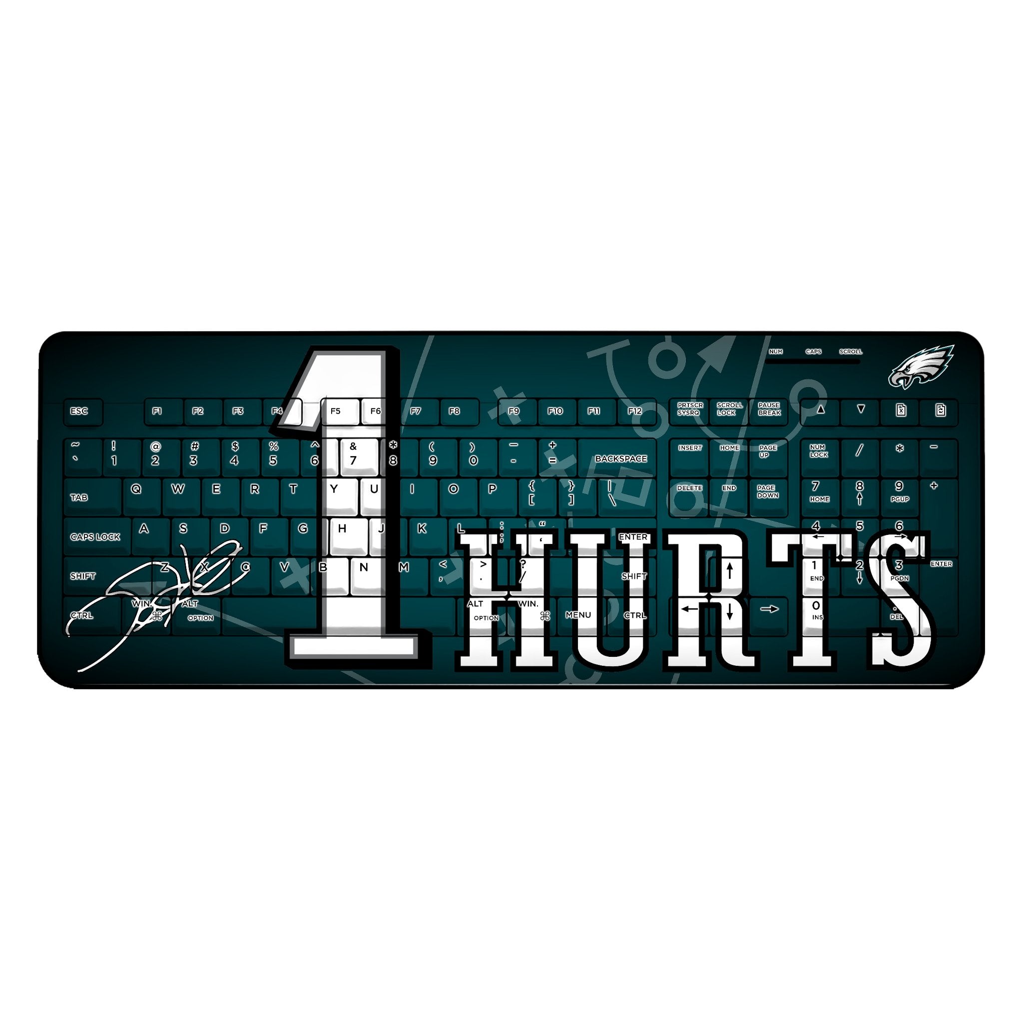 Jalen Hurts Philadelphia Eagles 1 Ready Wireless USB Keyboard - Sports Gifts, Sports Memorabilia, Sports Collectibles, Fan Shop