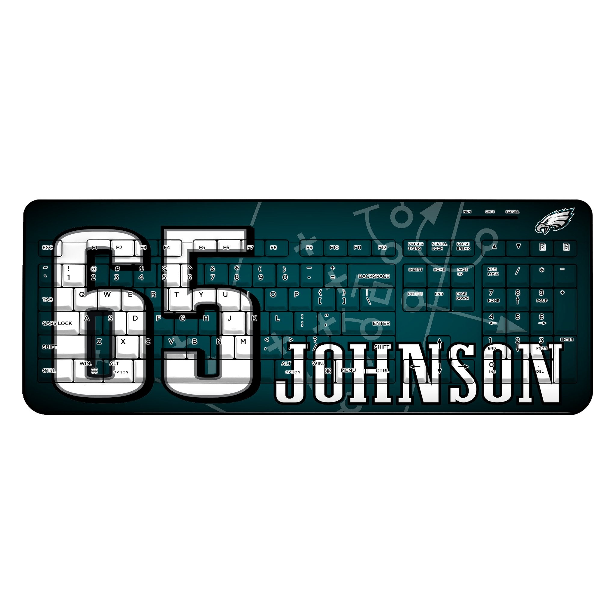 Lane Johnson Philadelphia Eagles 65 Ready Wireless USB Keyboard - Sports Gifts, Sports Memorabilia, Sports Collectibles, Fan Shop