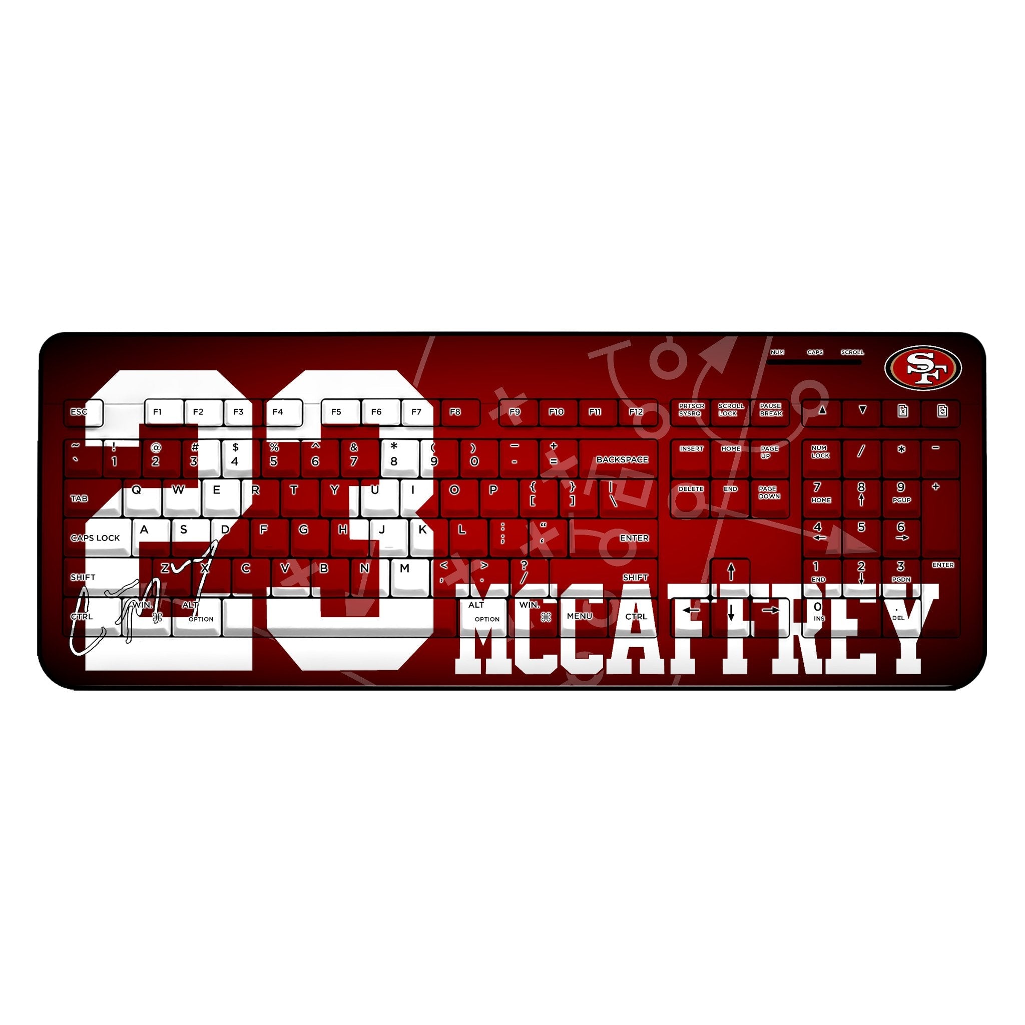 Christian McCaffrey San Francisco 49ers 23 Ready Wireless USB Keyboard - Sports Gifts, Sports Memorabilia, Sports Collectibles, Fan Shop