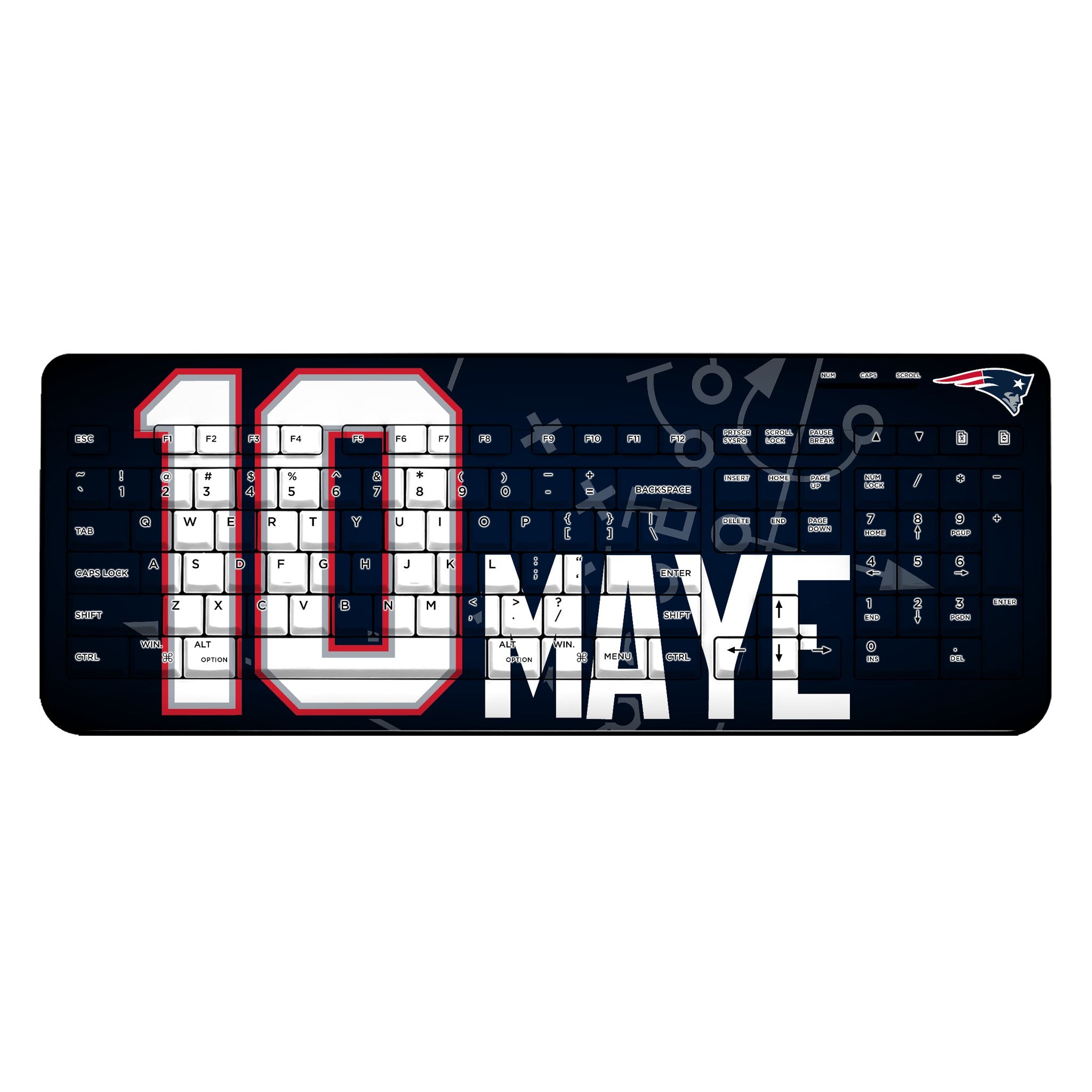 Drake Maye New England Patriots 10 Ready Wireless USB Keyboard - Sports Gifts, Sports Memorabilia, Sports Collectibles, Fan Shop