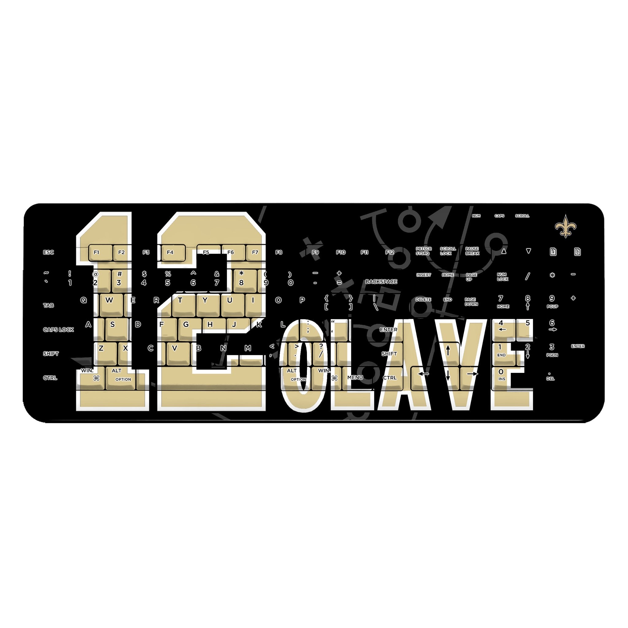 Chris Olave New Orleans Saints 12 Ready Wireless USB Keyboard - Sports Gifts, Sports Memorabilia, Sports Collectibles, Fan Shop