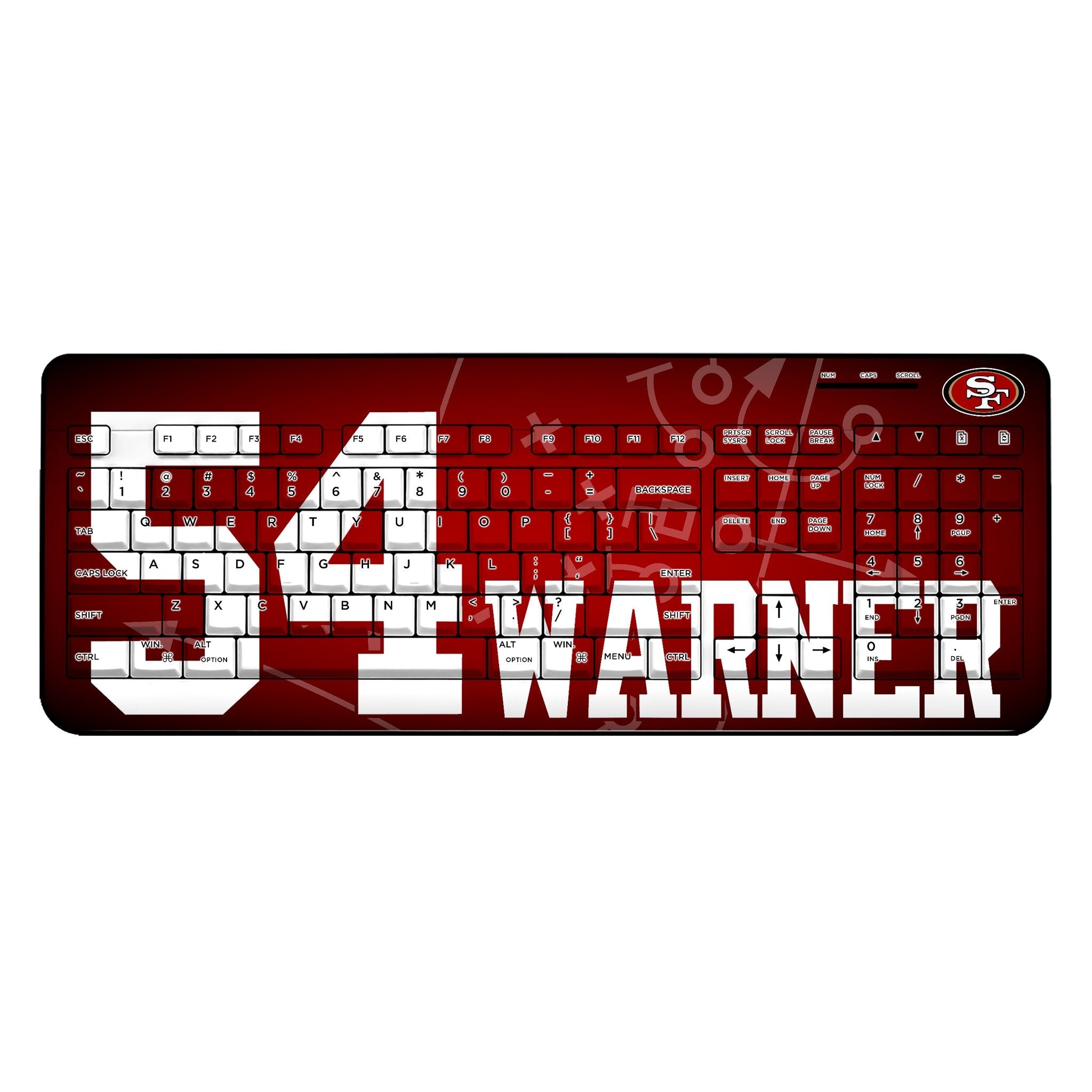 Fred Warner San Francisco 49ers 54 Ready Wireless USB Keyboard - Sports Gifts, Sports Memorabilia, Sports Collectibles, Fan Shop