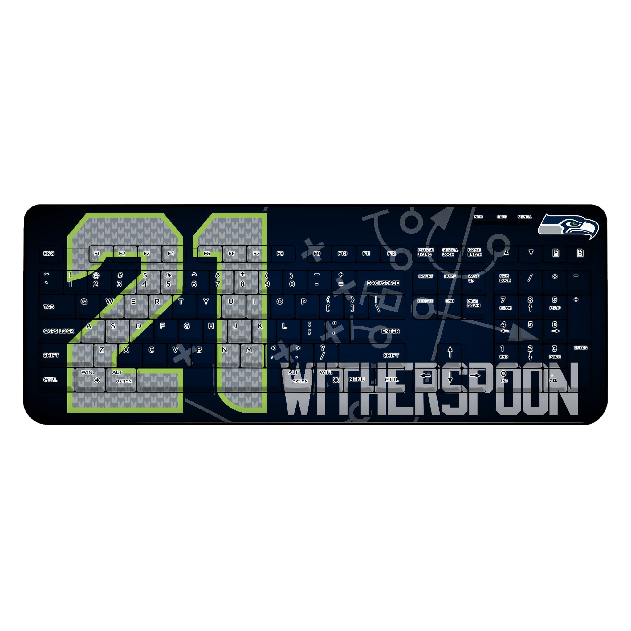 Devon Witherspoon Seattle Seahawks 21 Ready Wireless USB Keyboard - Sports Gifts, Sports Memorabilia, Sports Collectibles, Fan Shop