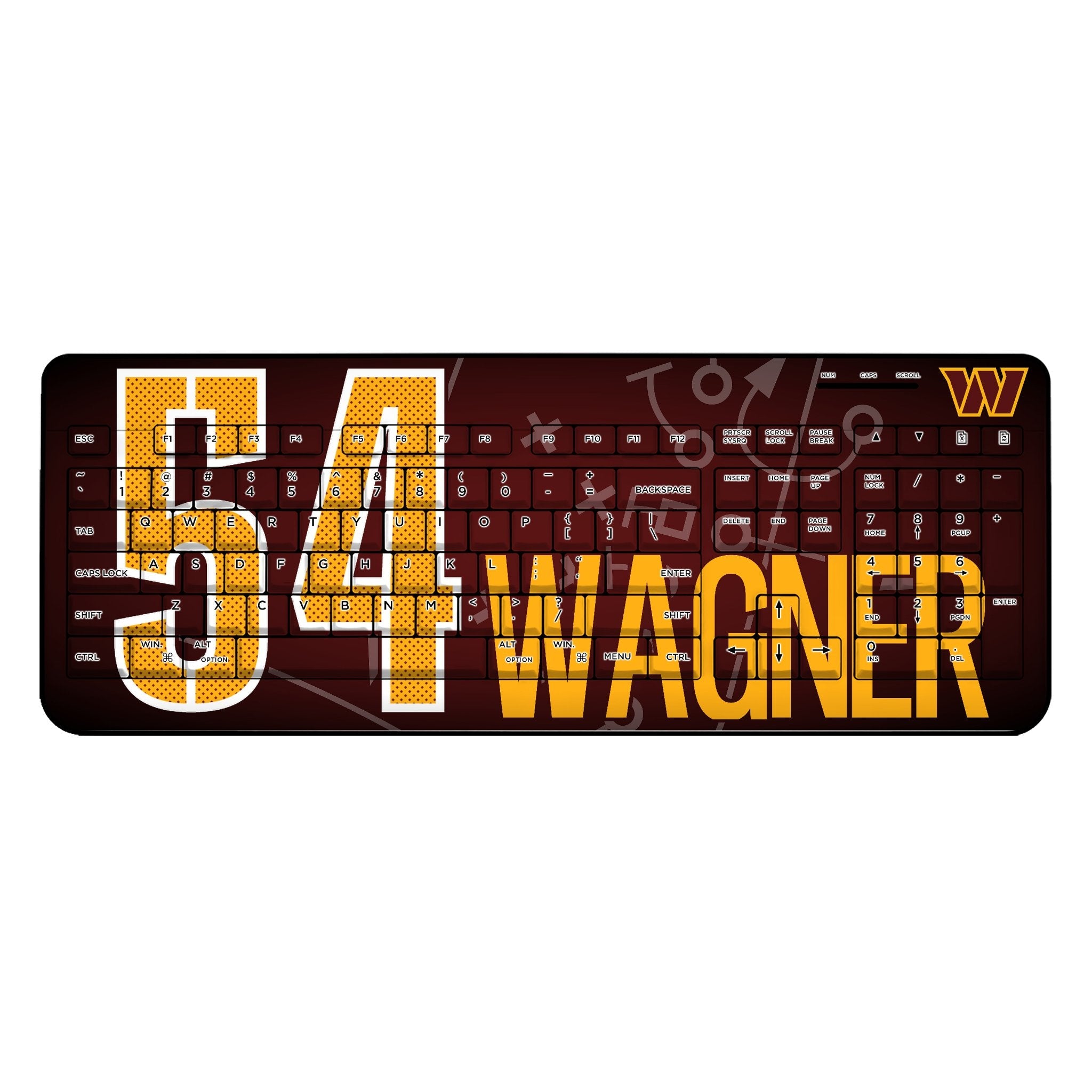 Bobby Wagner Washington Commanders 54 Ready Wireless USB Keyboard - Sports Gifts, Sports Memorabilia, Sports Collectibles, Fan Shop