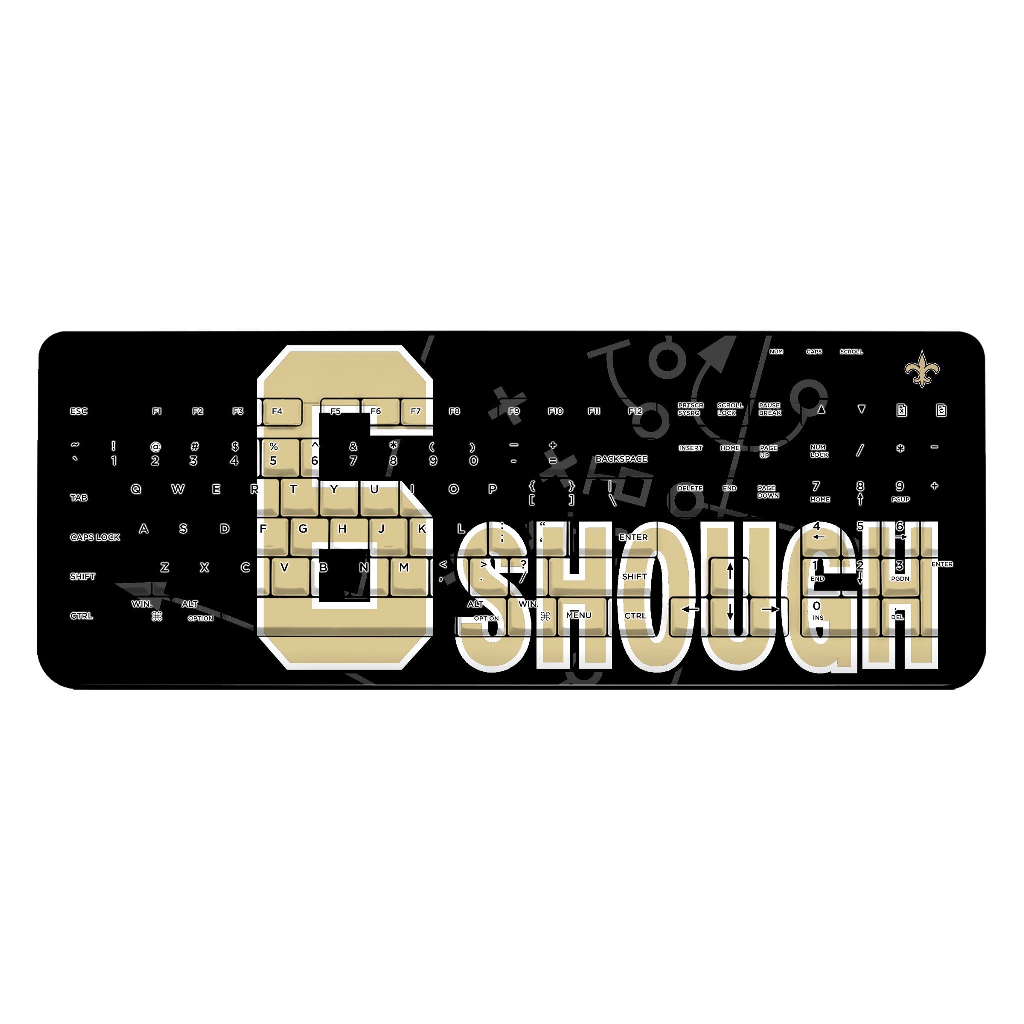 Tyler Shough New Orleans Saints 6 Game Tactic Wireless USB Keyboard - Sports Gifts, Sports Memorabilia, Sports Collectibles, Fan Shop