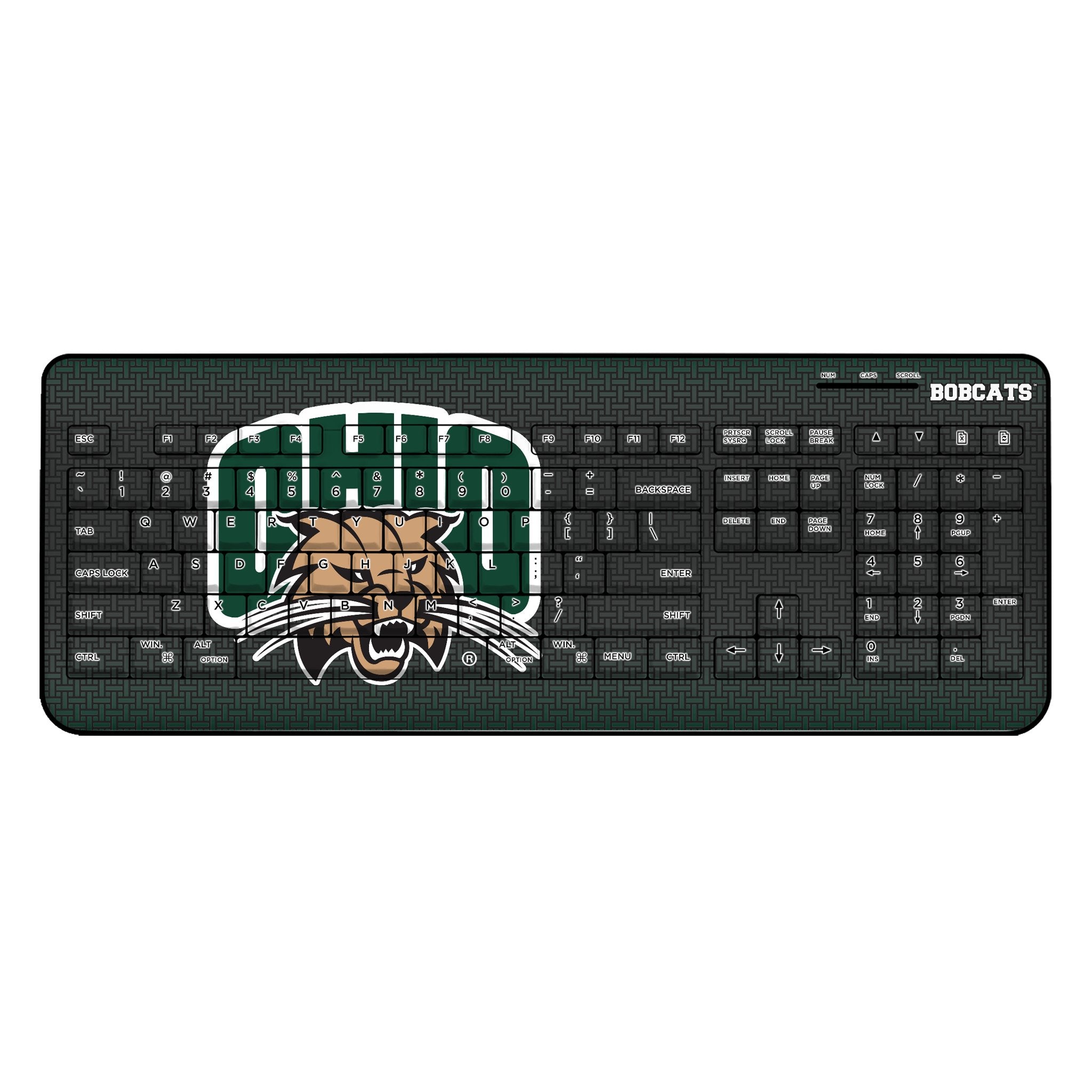 Ohio University Bobcats Linen Wireless USB Keyboard - Sports Gifts, Sports Memorabilia, Sports Collectibles, Fan Shop
