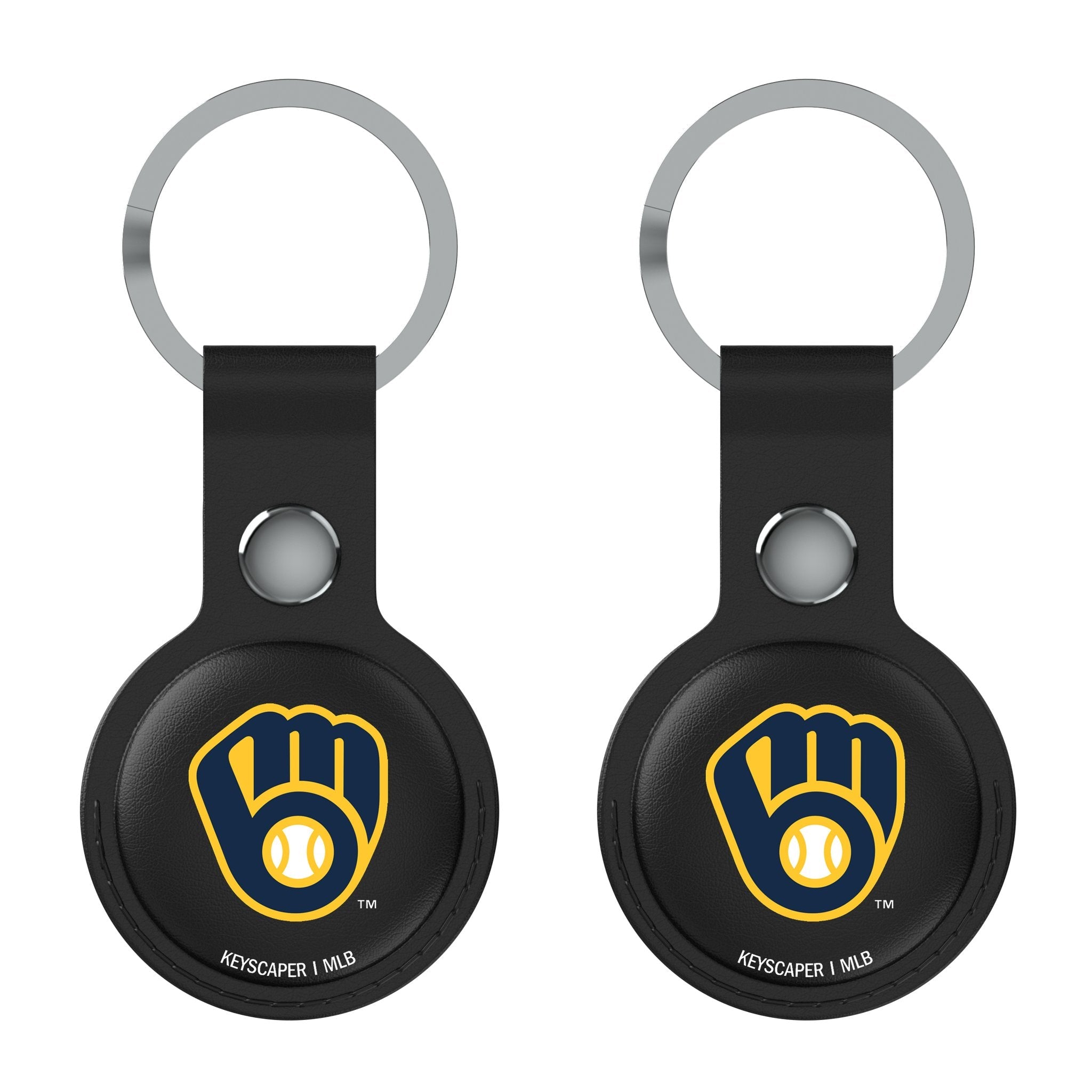 Milwaukee Brewers Insignia Black Airtag Holder 2-Pack - Sports Gifts, Sports Memorabilia, Sports Collectibles, Fan Shop
