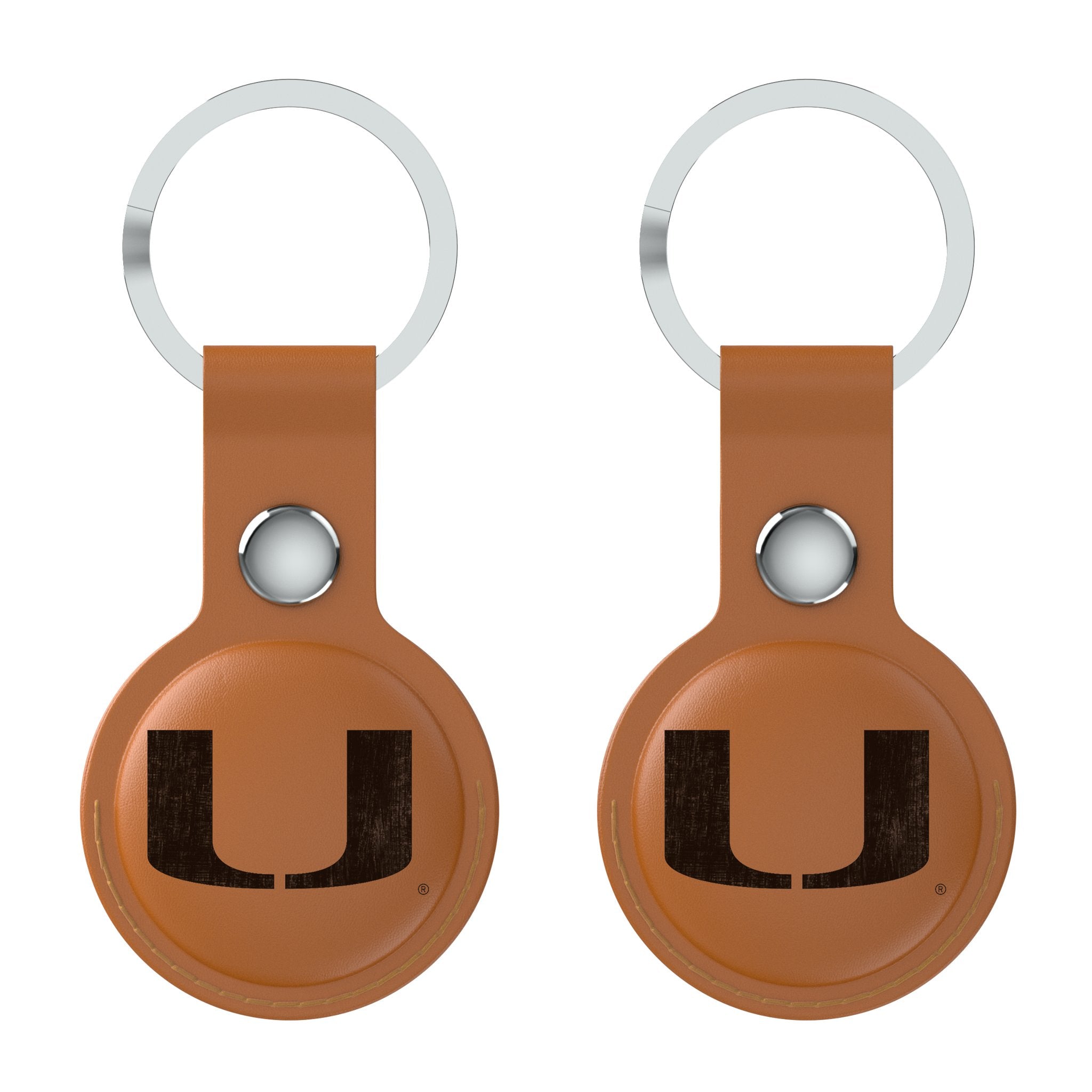 University of Miami Hurricanes Burn Brown Airtag Holder 2-Pack - Sports Gifts, Sports Memorabilia, Sports Collectibles, Fan Shop