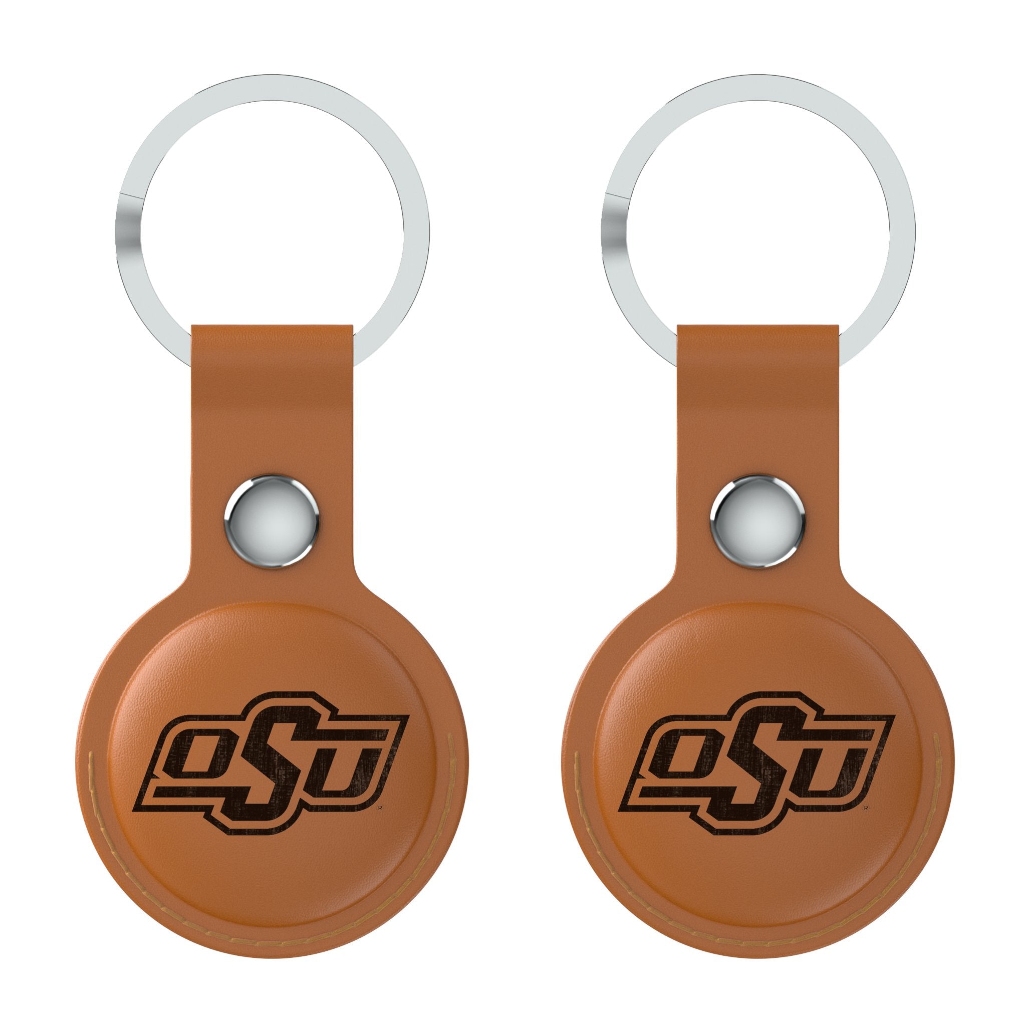 Oklahoma State University Cowboys Burn Brown Airtag Holder 2-Pack - Sports Gifts, Sports Memorabilia, Sports Collectibles, Fan Shop