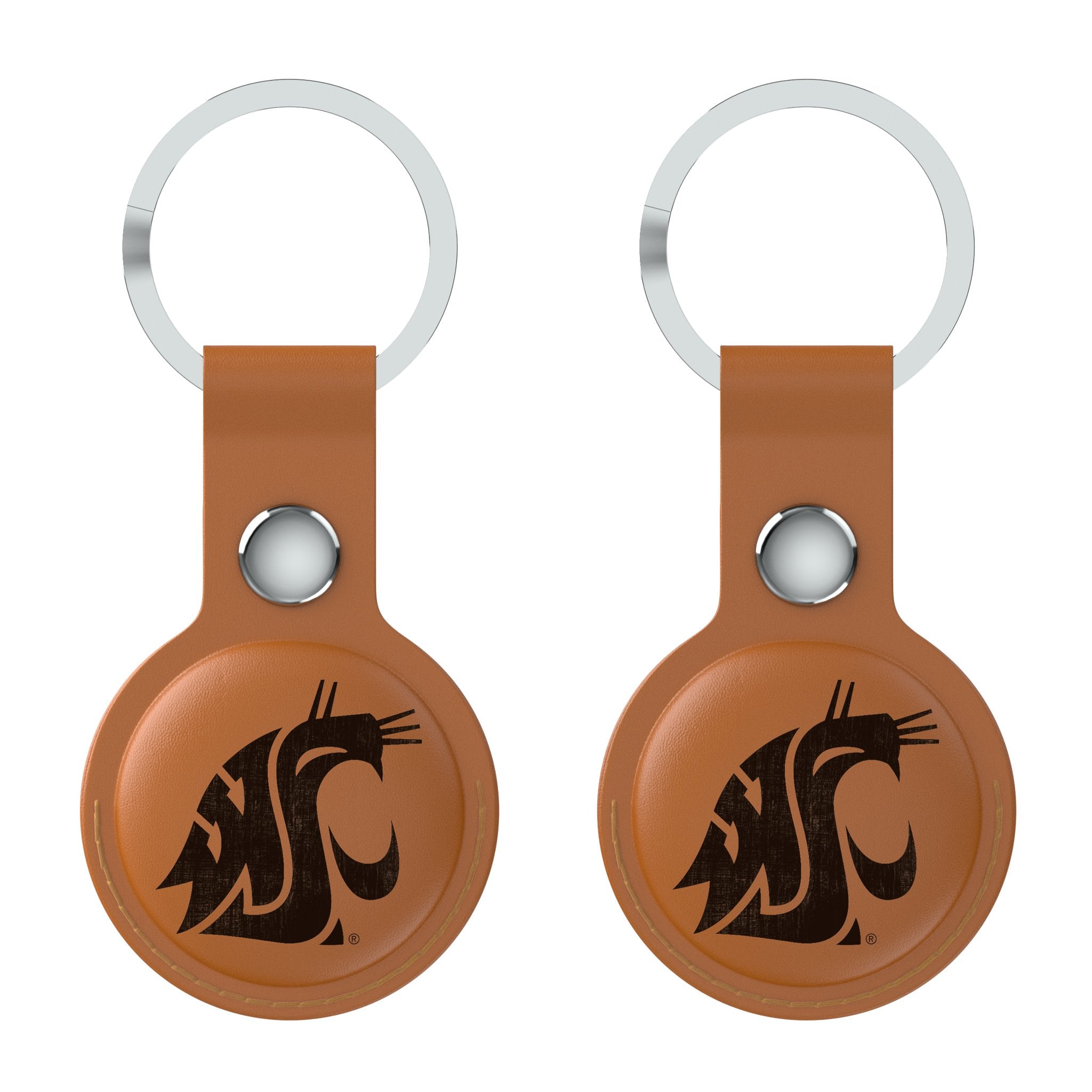 Washington State University Cougars Burn Brown Airtag Holder 2-Pack - Sports Gifts, Sports Memorabilia, Sports Collectibles, Fan Shop